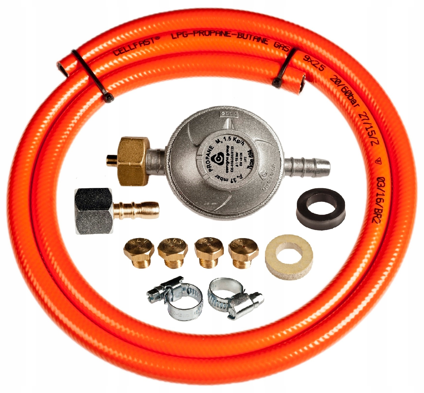PLYNOVÁ HADICA 3 m + REDUKCIA PLYNU NA VÁLCE + SPOJKY + TRYSKY