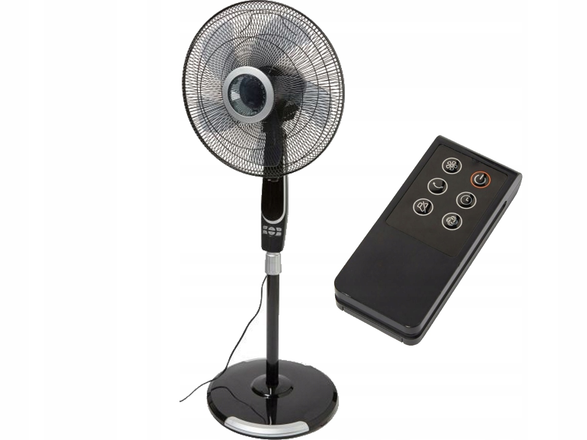 Ventilátor – Stojaci čierny ventilátor s diaľkovým ovládaním 40 cm BLYSS