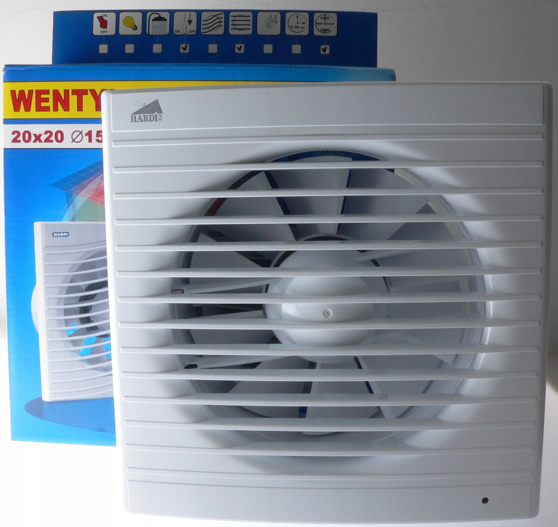 Ventilátor - Ventilátor Hygrostat + časovka fi150 20x20 N0054