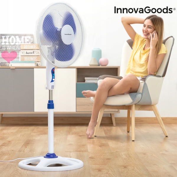 Ventilátor - Podlahový ventilátor InnovaGoods Ø 40 cm 50W biely
