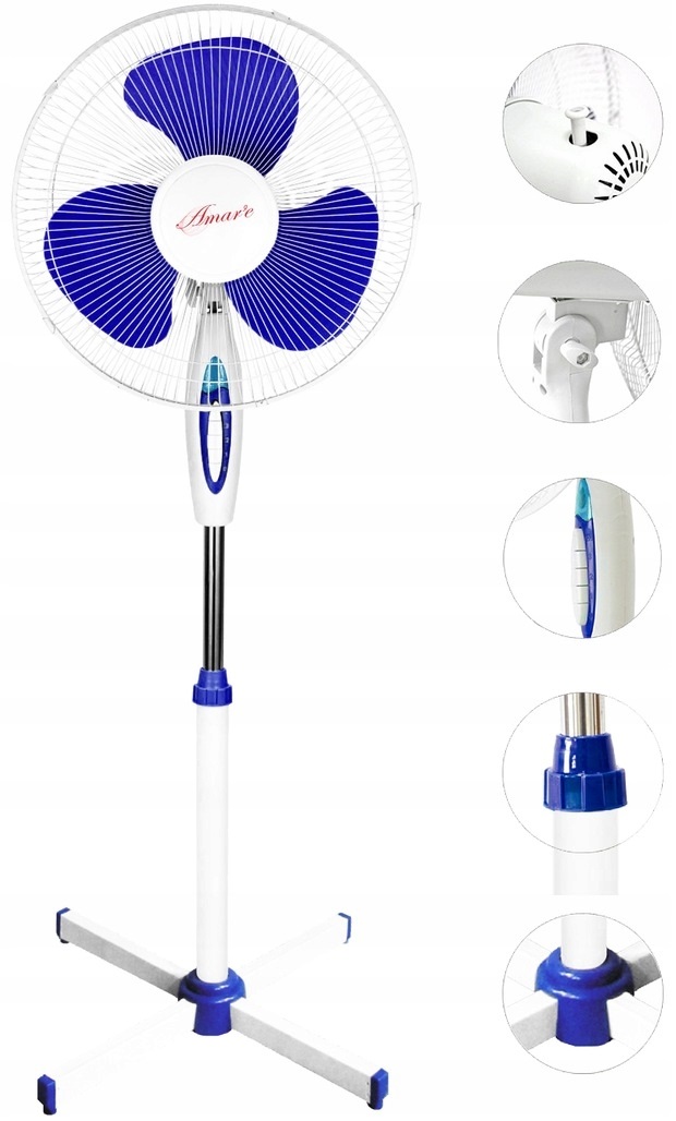 Ventilátor - STÁLY 40W 40cm PODLAHOVÝ OSCILAČNÝ ventilátor