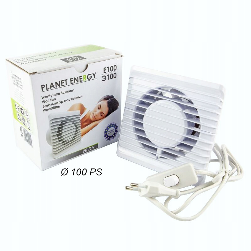 Vetracia mriežka - Nástenný ventilátor Planet energy Ø 100 PS s vypnutím
