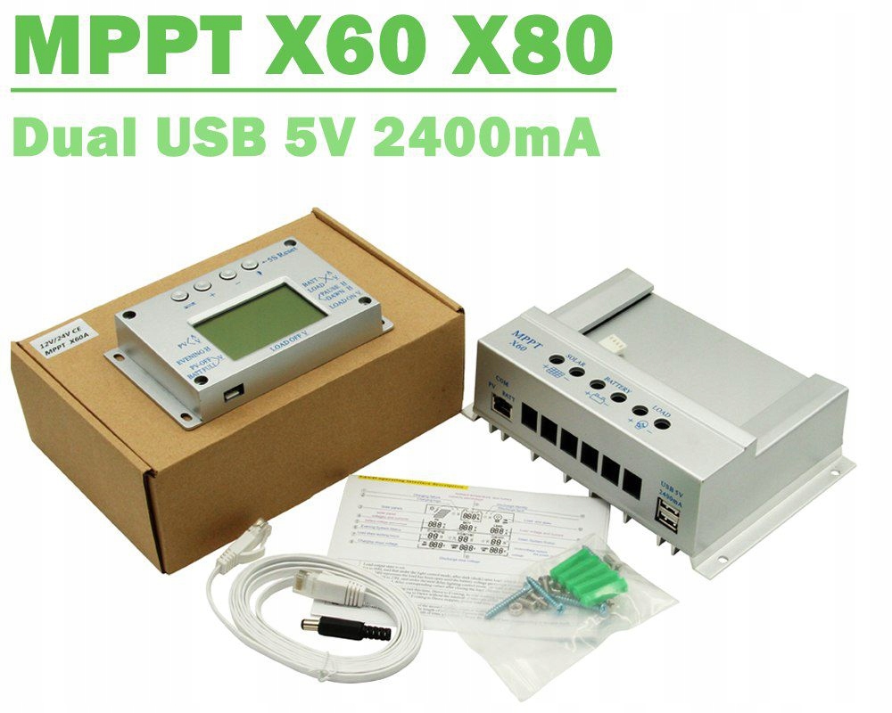 Fotovoltaika - X 60A LCD regulátor nabíjania 12v 24v Solar MPPT