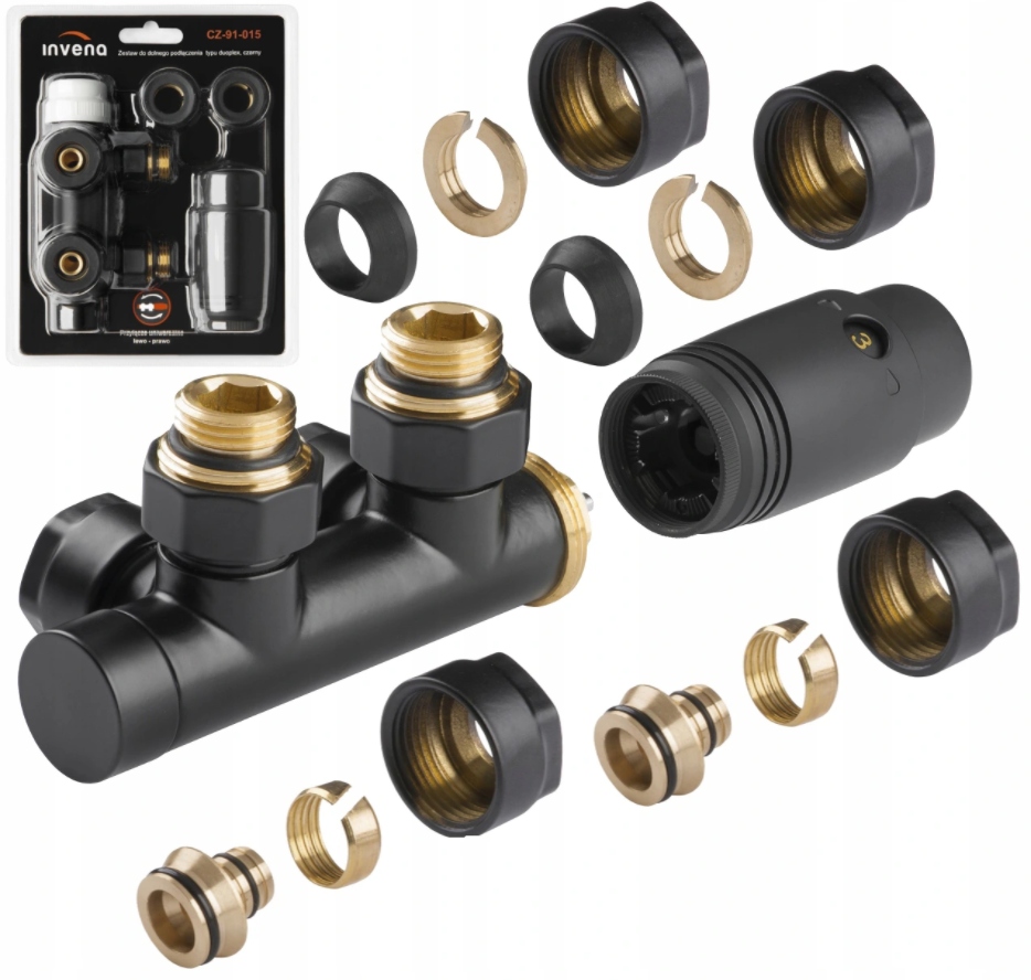 KOMPLEXNÝ VENTILOVÝ TERMOSTAT pre 50mm ČIERNY radiátor