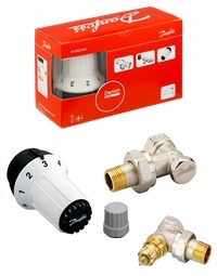 Uhlový radiátor sada hlava + ventily danfoss