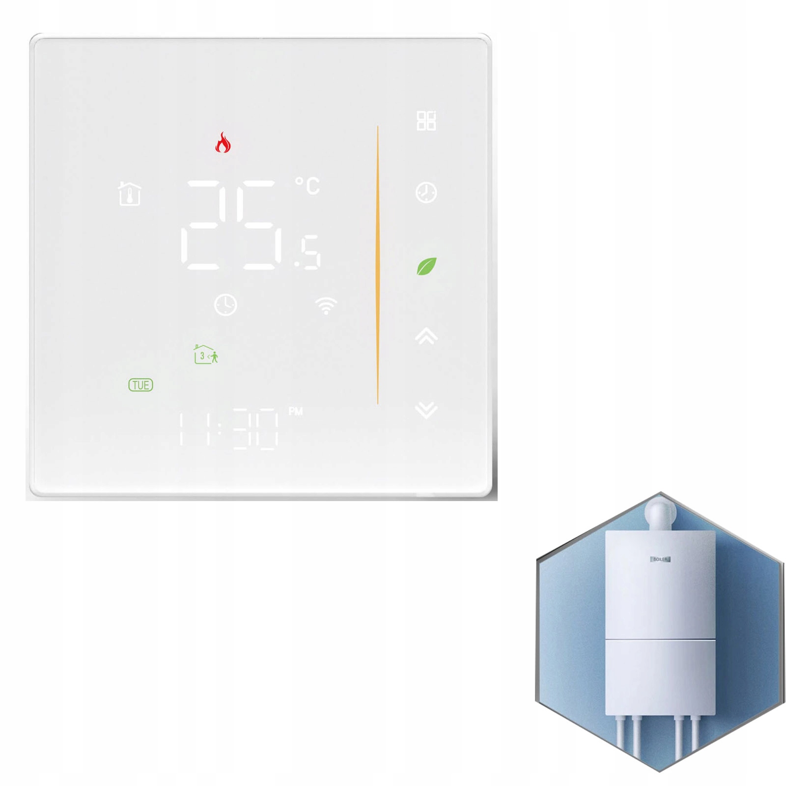 ZIGBEE Inteligentný termostat vykurovania kotla, čierny, programovateľný, biely