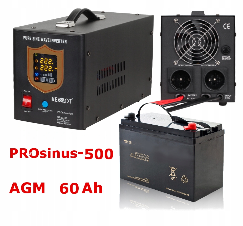 Núdzový zdroj napájania sínus 500/800 UPS pre pec a čerpadlo