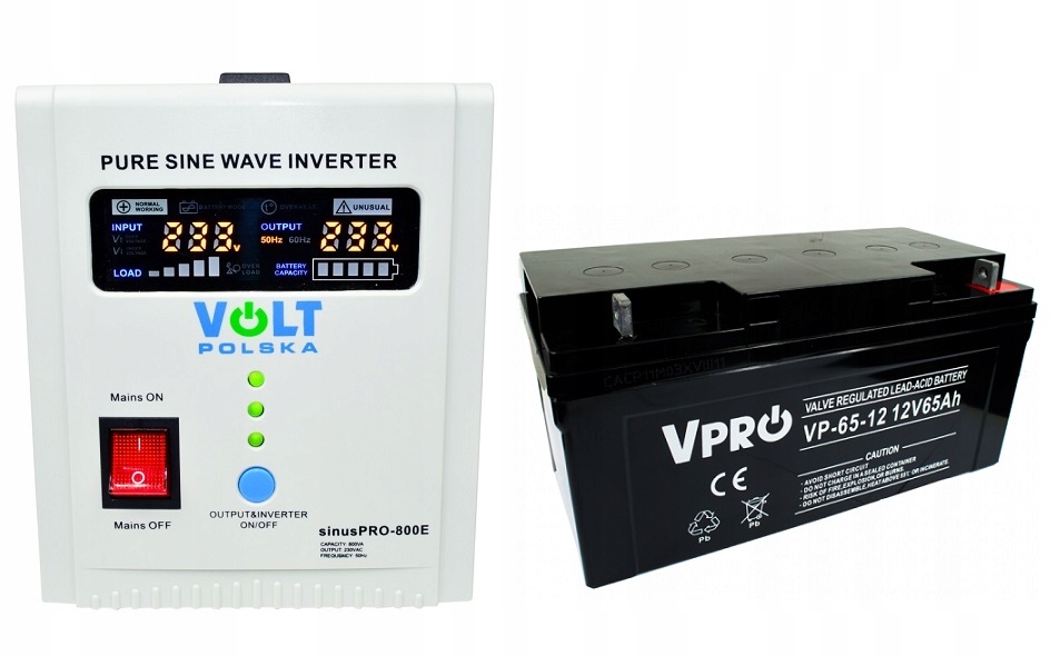 Núdzové napájanie zdroja sinusPRO-800E pre vykurovaciu pec + 65 Ah