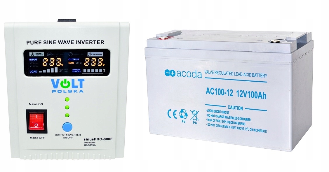Núdzový zdroj napájania pre vykurovaciu pec sinusPRO-800E + AKU100Ah