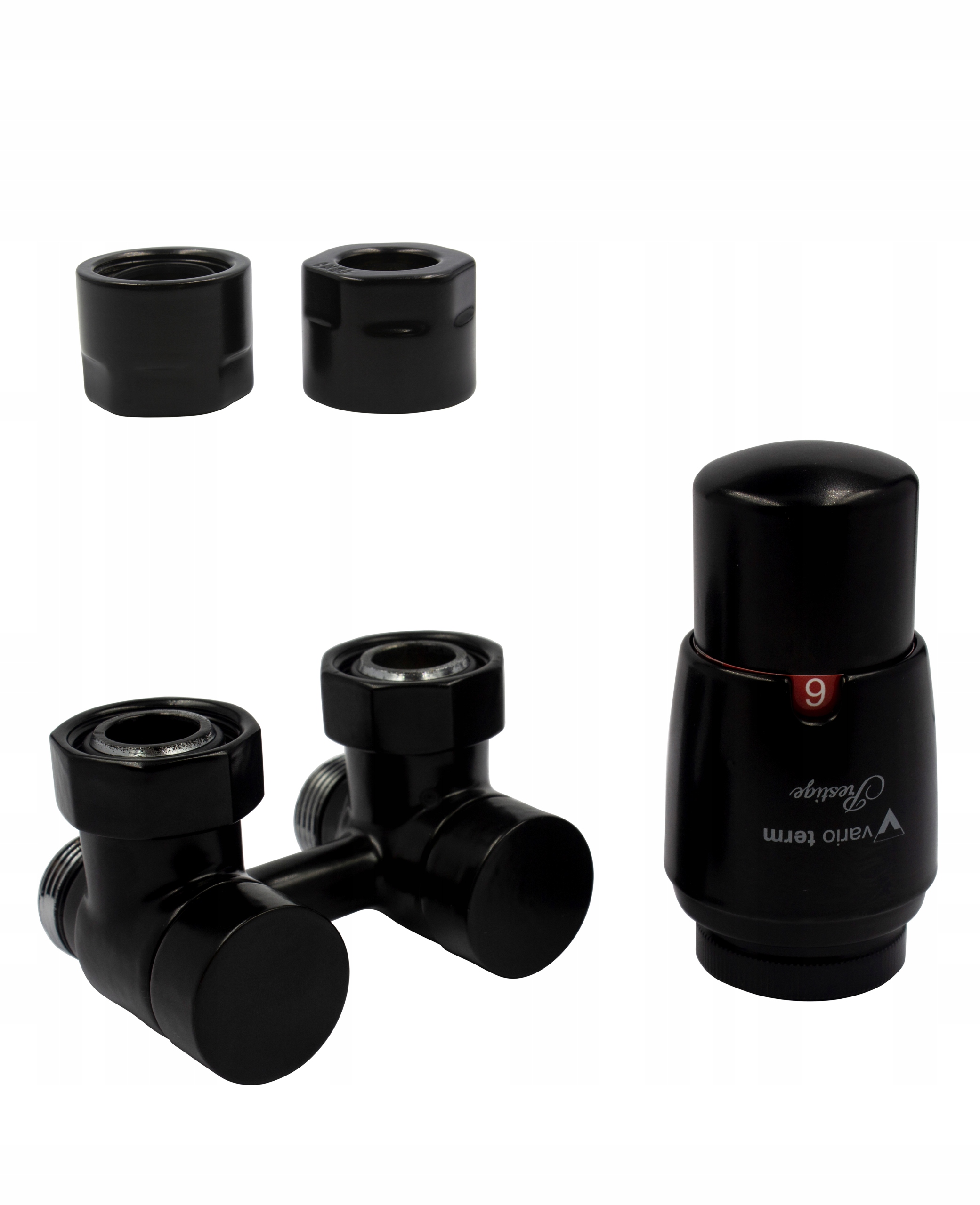 EXKLUZÍVNE 50mm čierny matný ventil + hlava + 15mm Cu