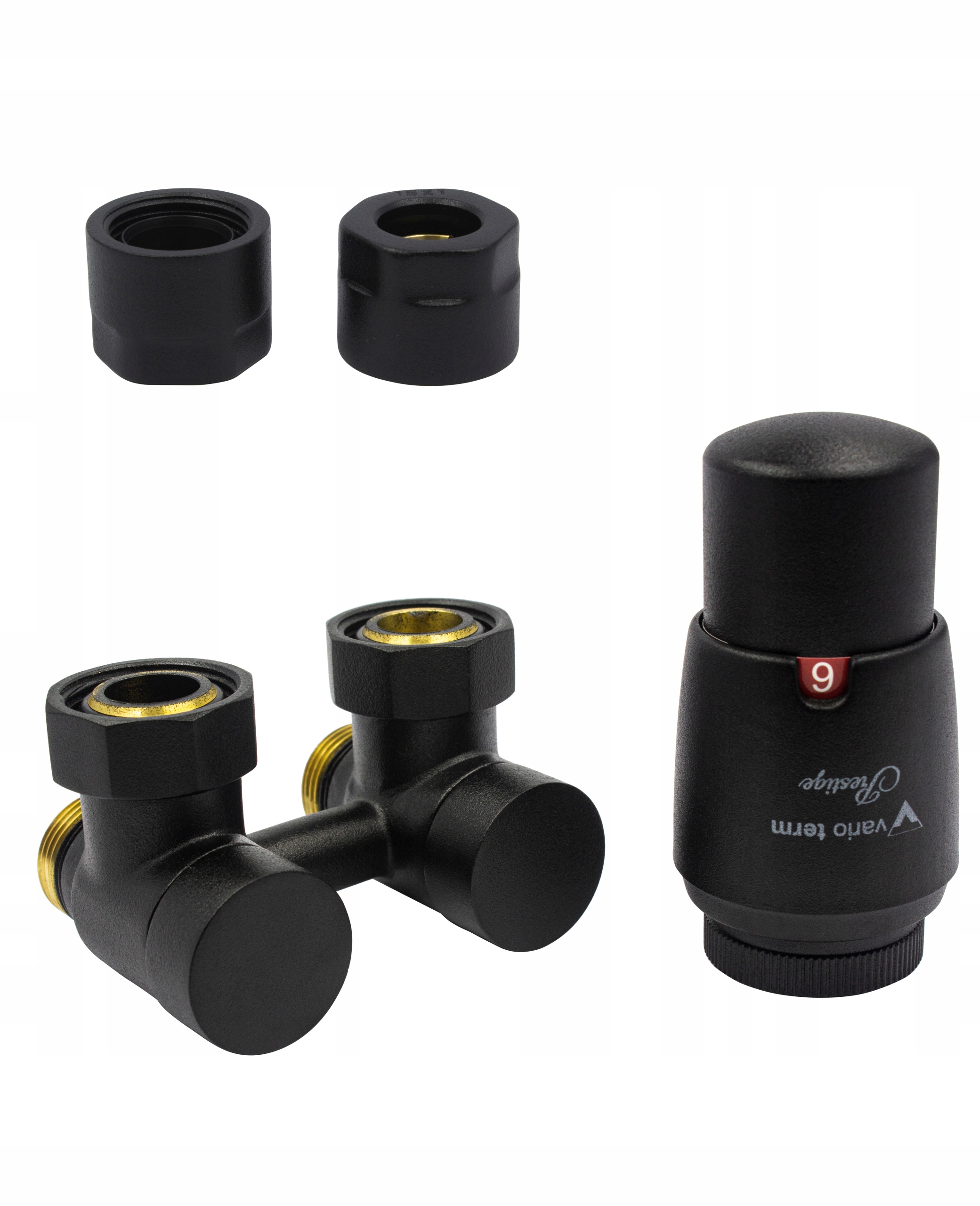 EXKLUZÍVNY 50mm čierny str ventil + hlava + 15mm Cu