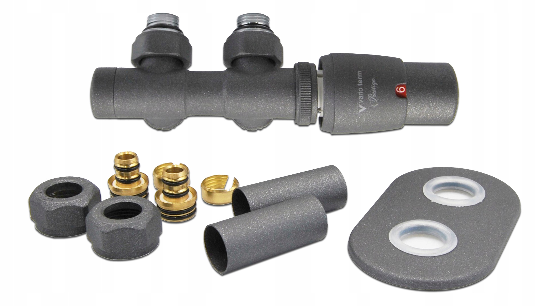 Rohový ventil PEX Grz Twins Duo 50mm antracit PRAVÝ