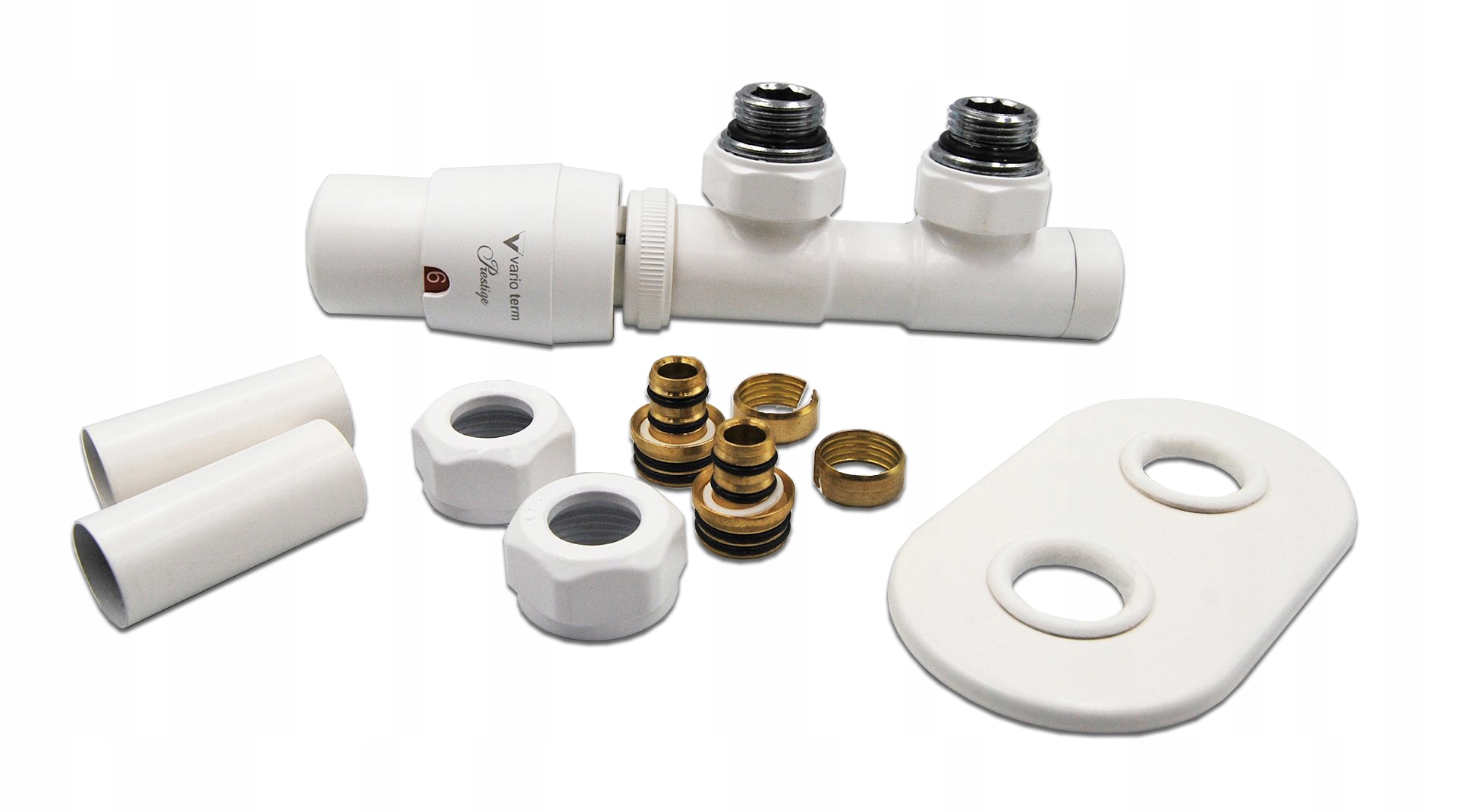 Rohový ventil PEX Grz Twins Duo 50mm biely mat LEV