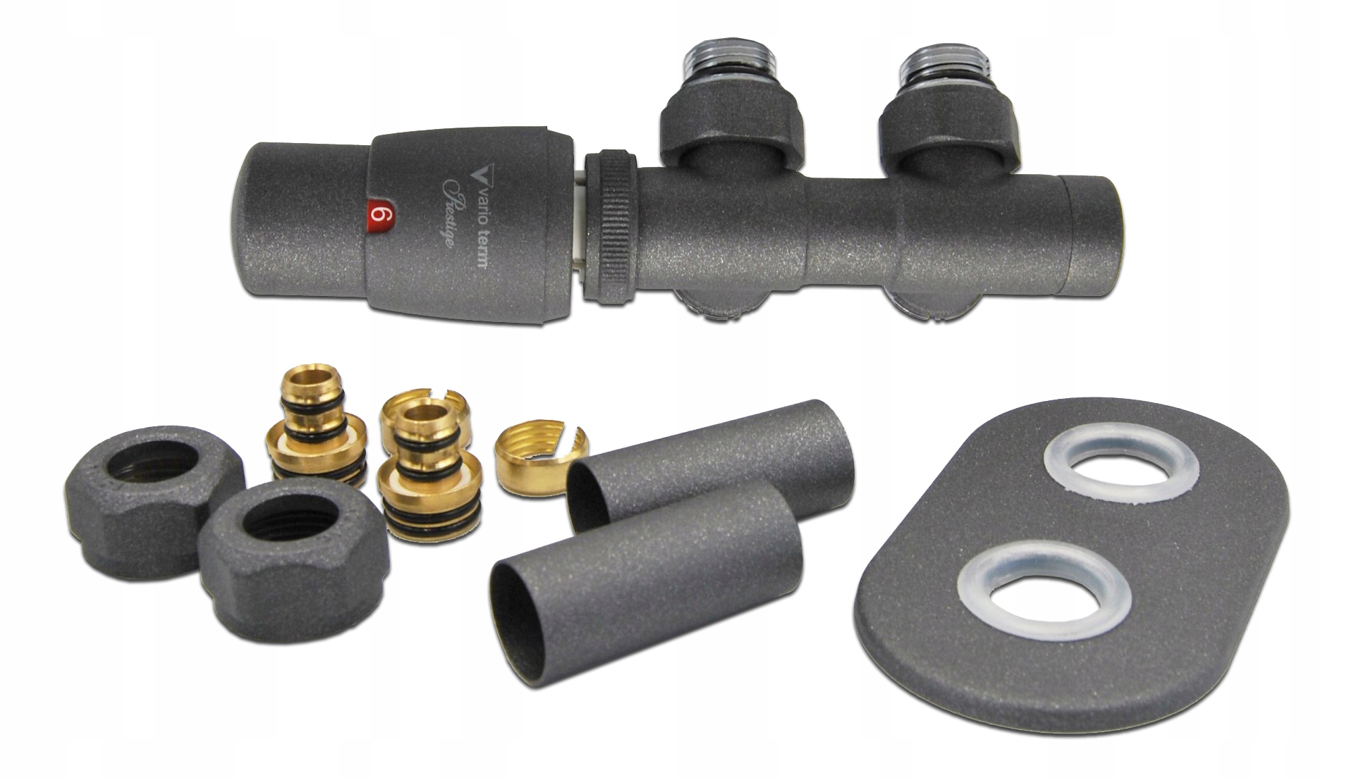 Rohový ventil PEX Grze Twins Duo 50mm antracit LEVÝ