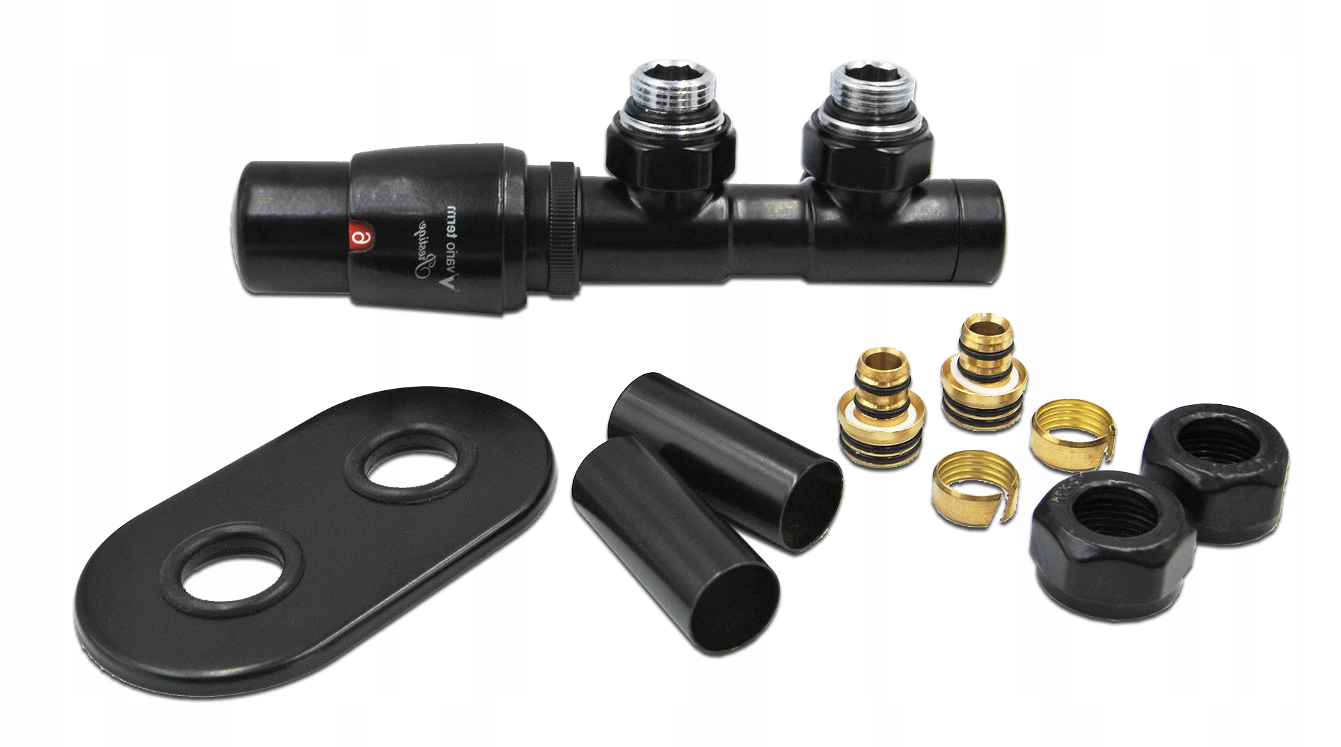 Rohový ventil PEX Grzejn Twins Duo 50mm čierny LEVÝ
