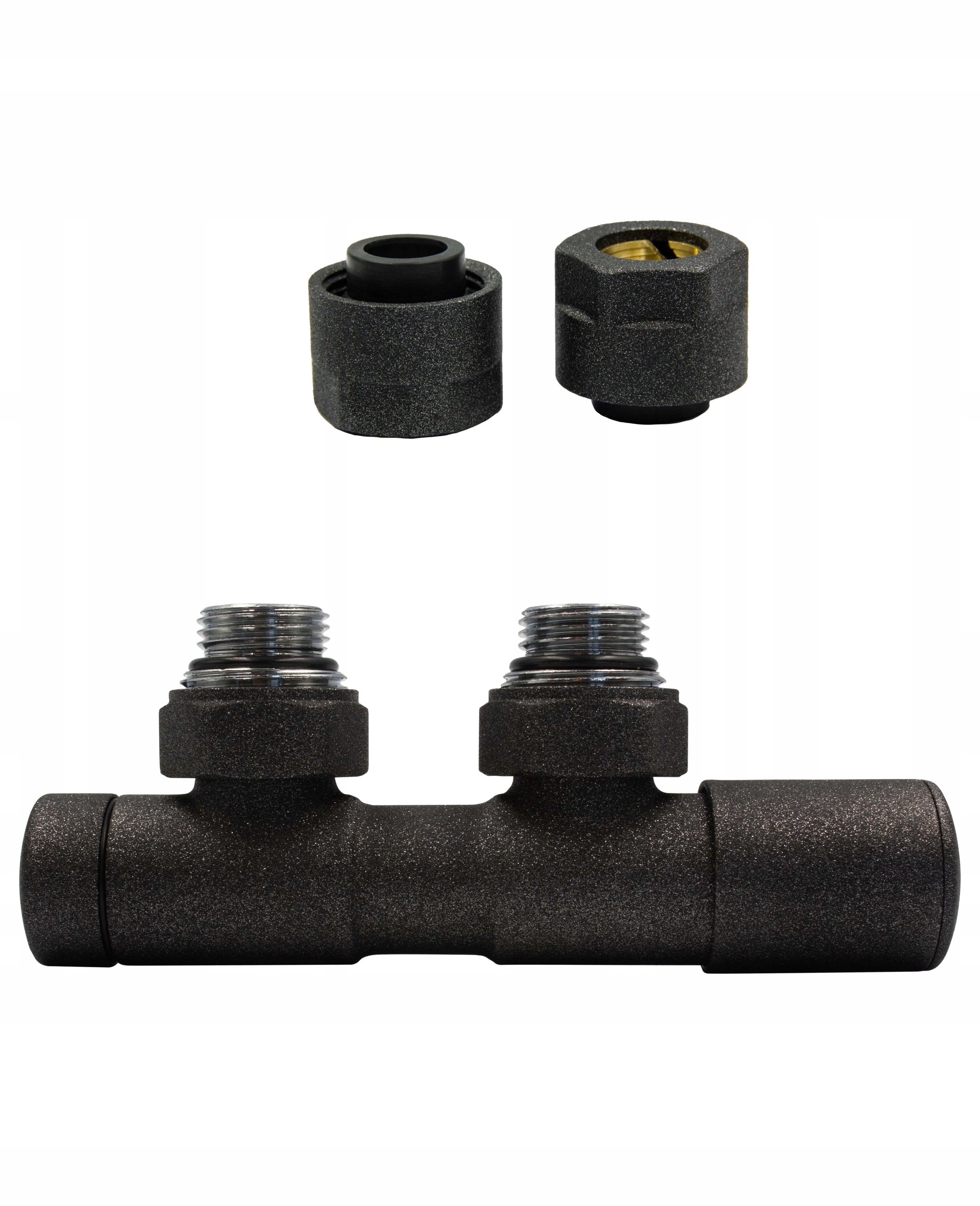 Rohový ventil reg Twins antracit 50mm + Cu15 pravý