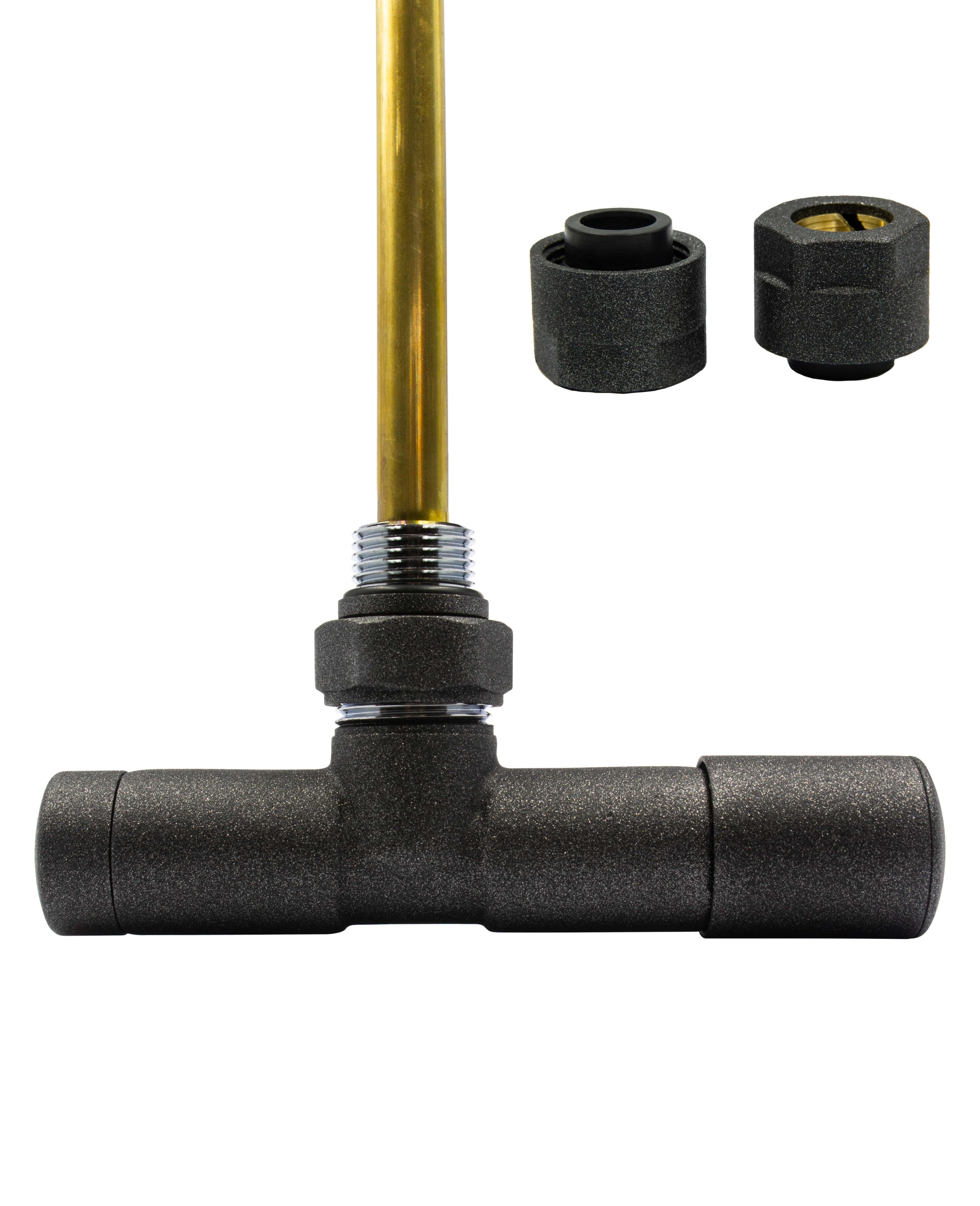 Rohový ventil reg Unico antracit 50mm + Cu15 pravý
