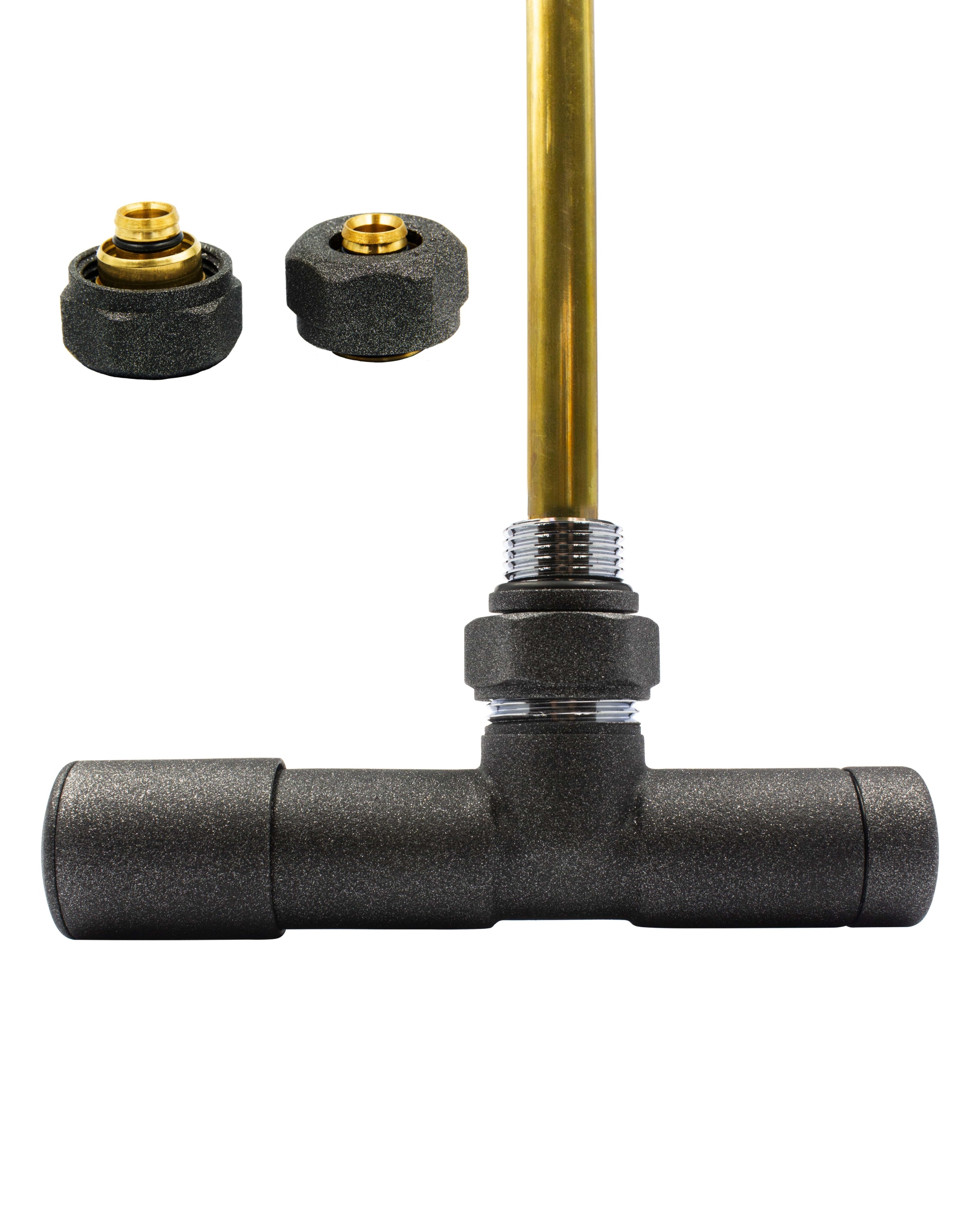 Rohový ventil, reg. Unico antracit 50 mm + PEX16 vľavo
