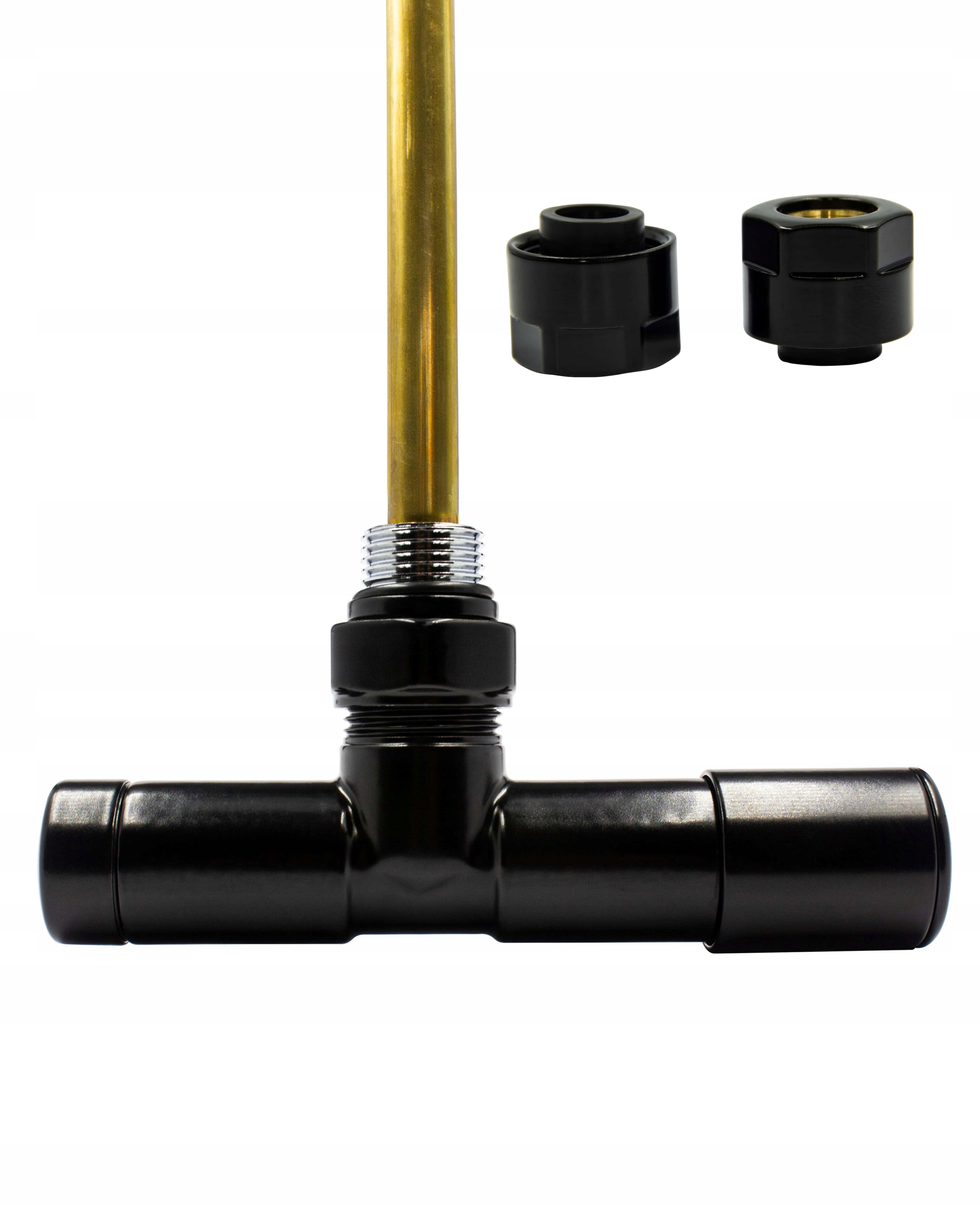 Rohový ventil reg Unico čierny matný 50mm + Cu15 pravý