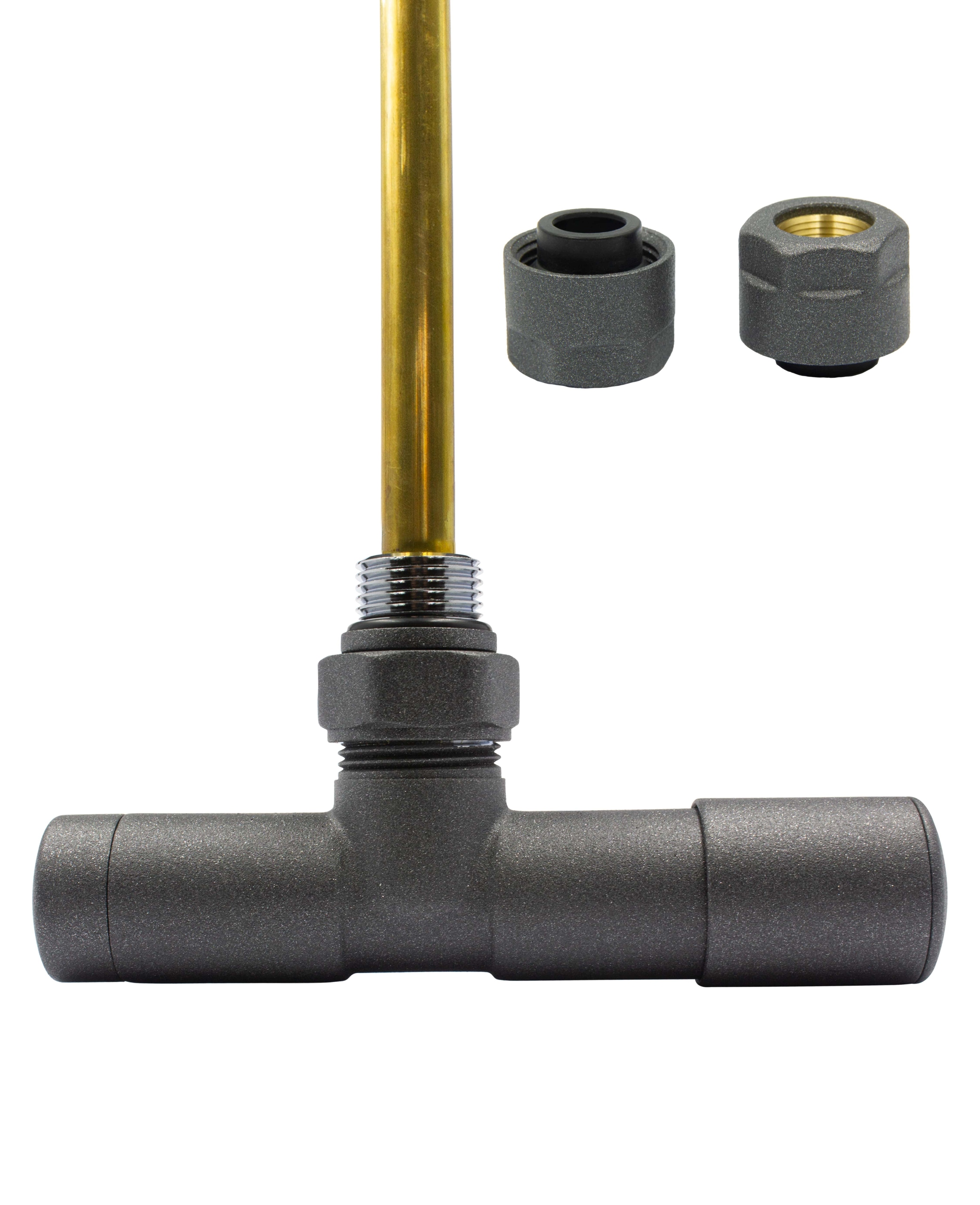 Rohový ventil reg Unico graphite str 50mm + Cu15 pravý