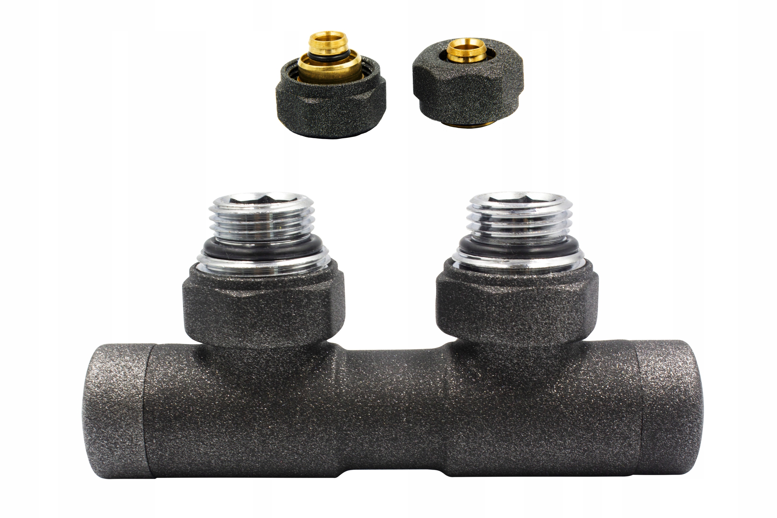 Uzatvárací ventil Twins antracit 50mm + PEX16