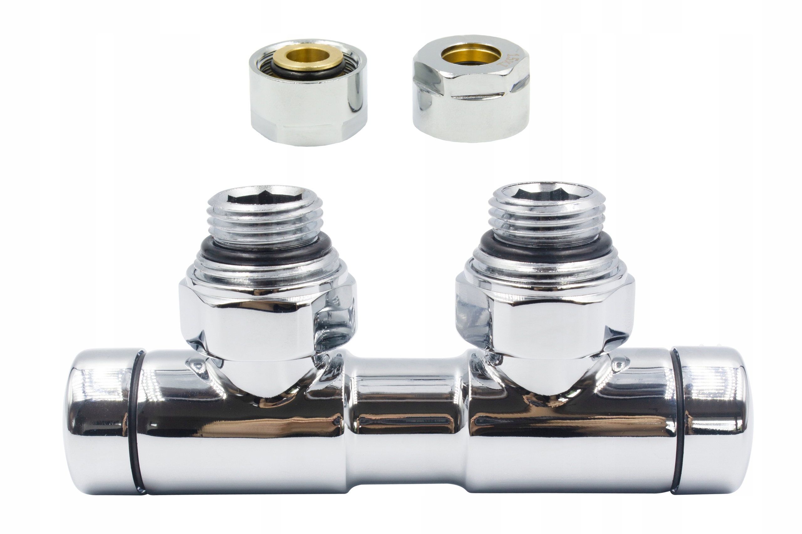 Chrómový uzatvárací ventil pre dvojčatá 50mm + Cu 15mm