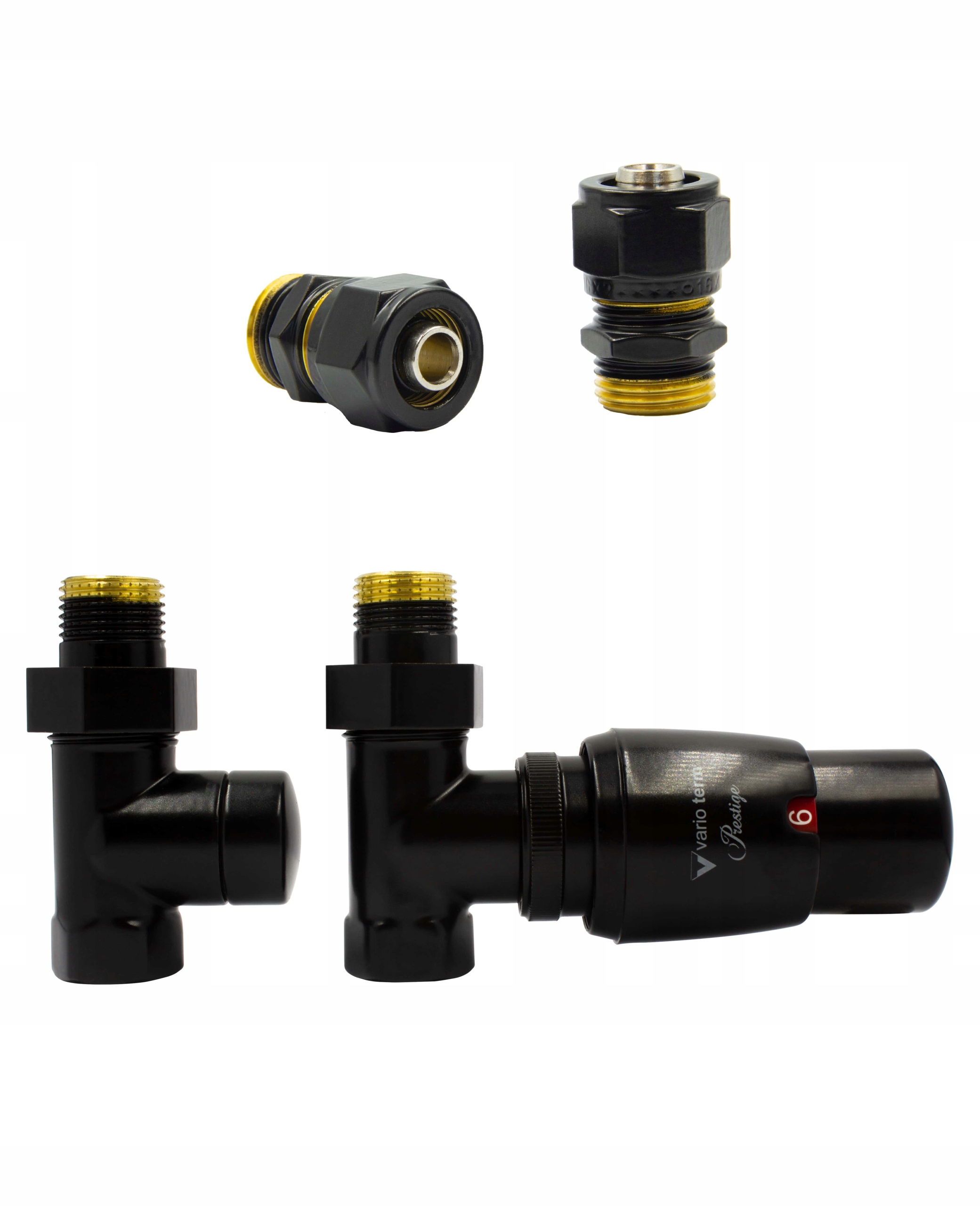 Rovný ventil ROYAL alu-pex 16 mm čierna mat