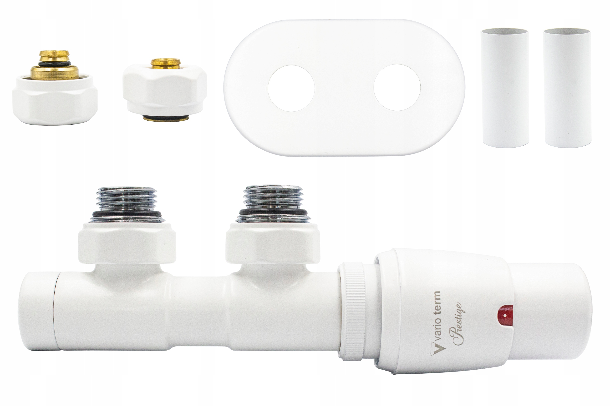 50mm termoventil TWINS, biela matná + PEX konektory + rozety