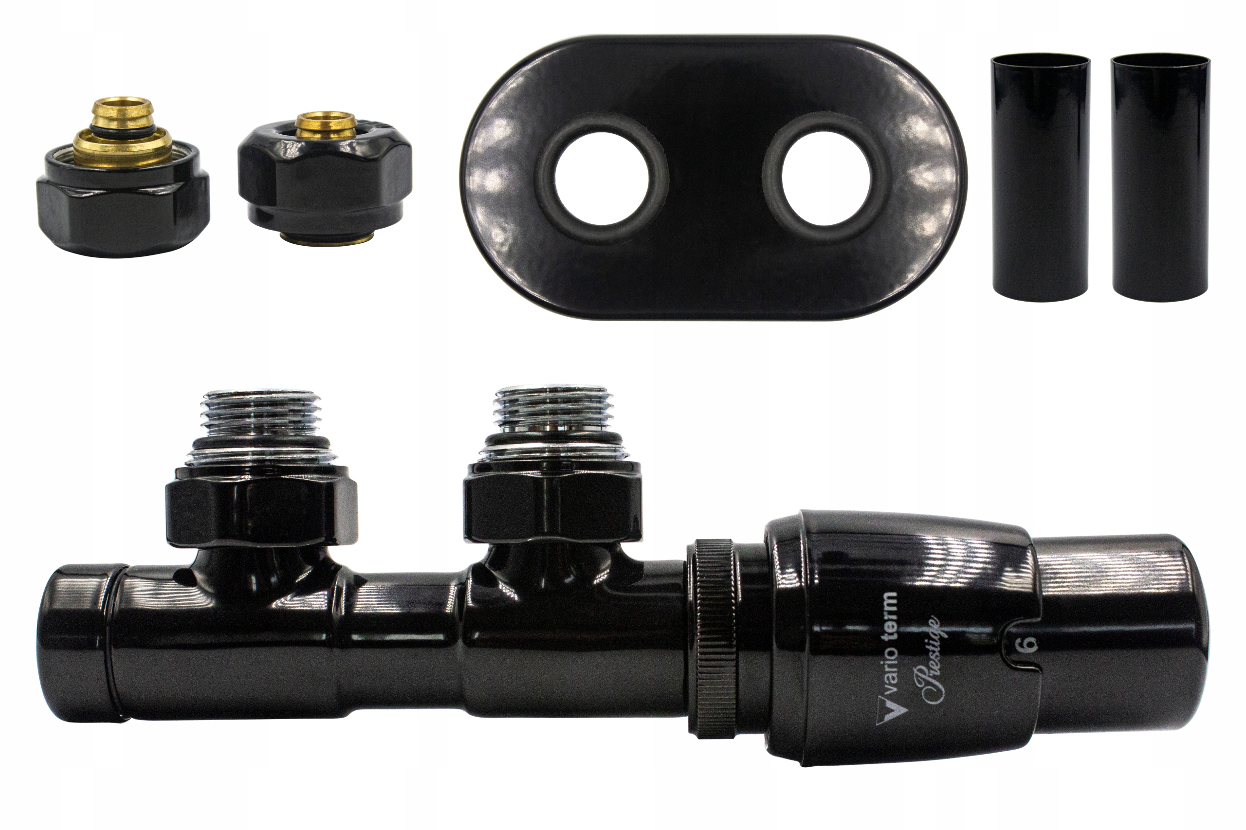Termo ventil TWINS 50mm čierny modrý + spojky PEX + veľkosť PR