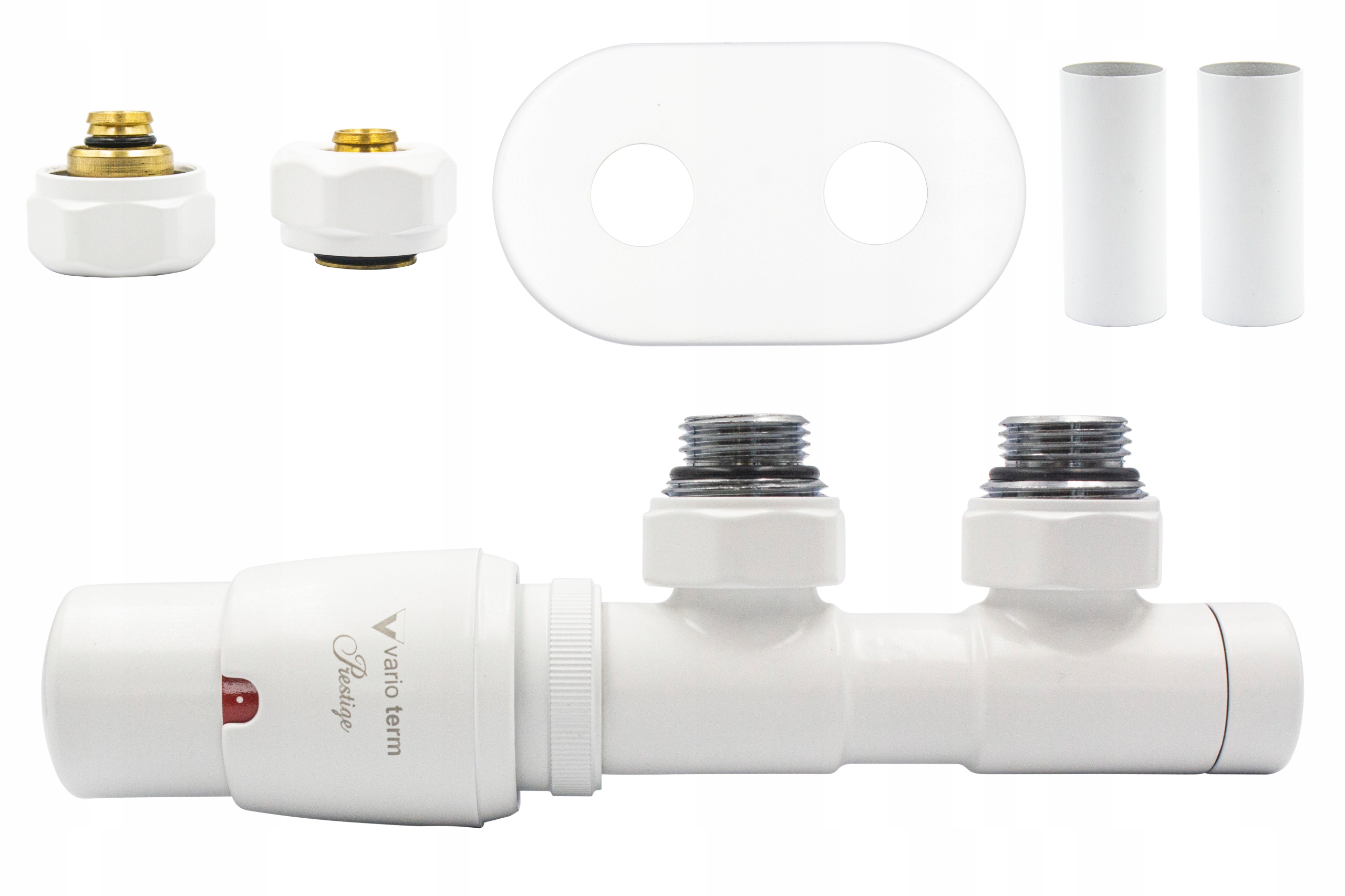 Dvojčatá 50mm termo ventil, biela matná + PEX konektor + rozety