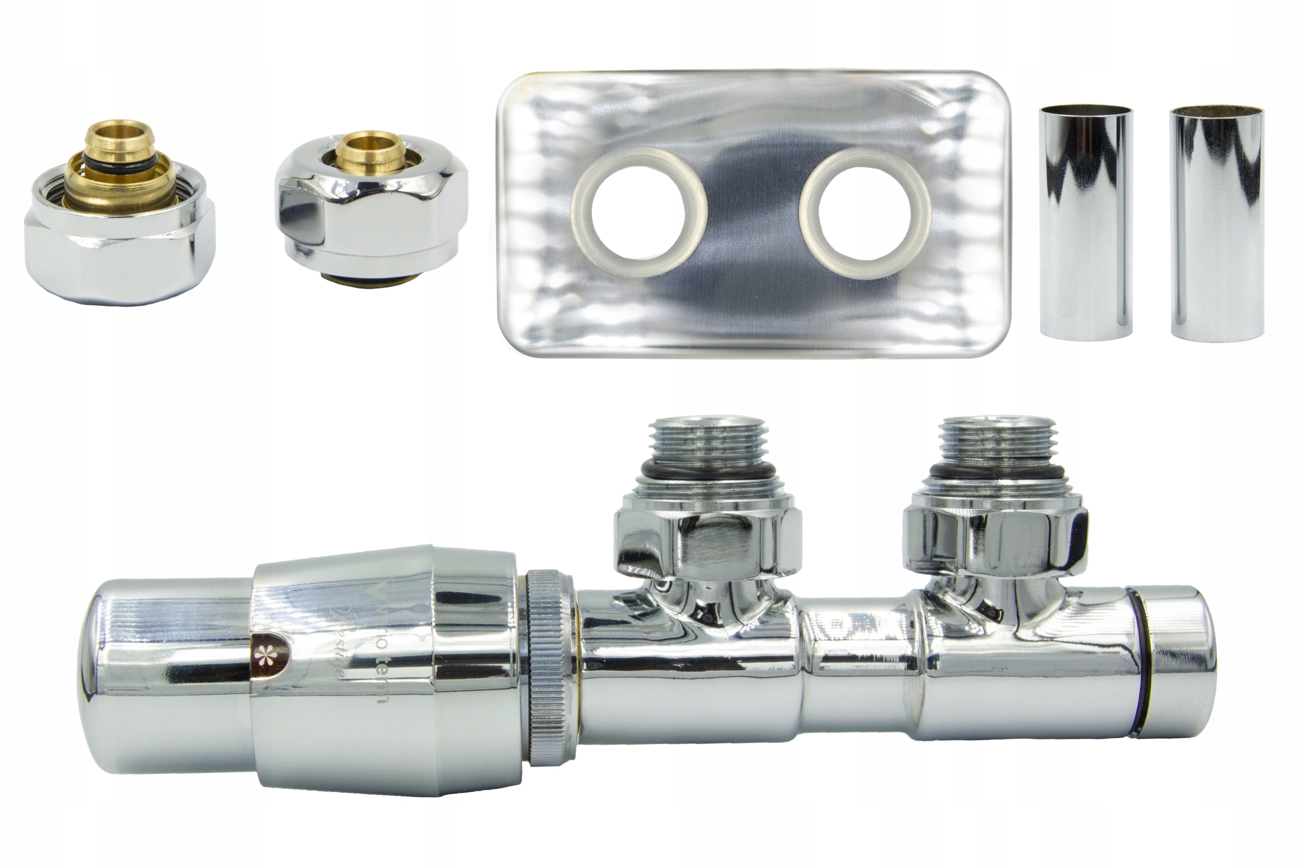 Termo ventil Twins 50mm chróm + PEX konektor + rozeta