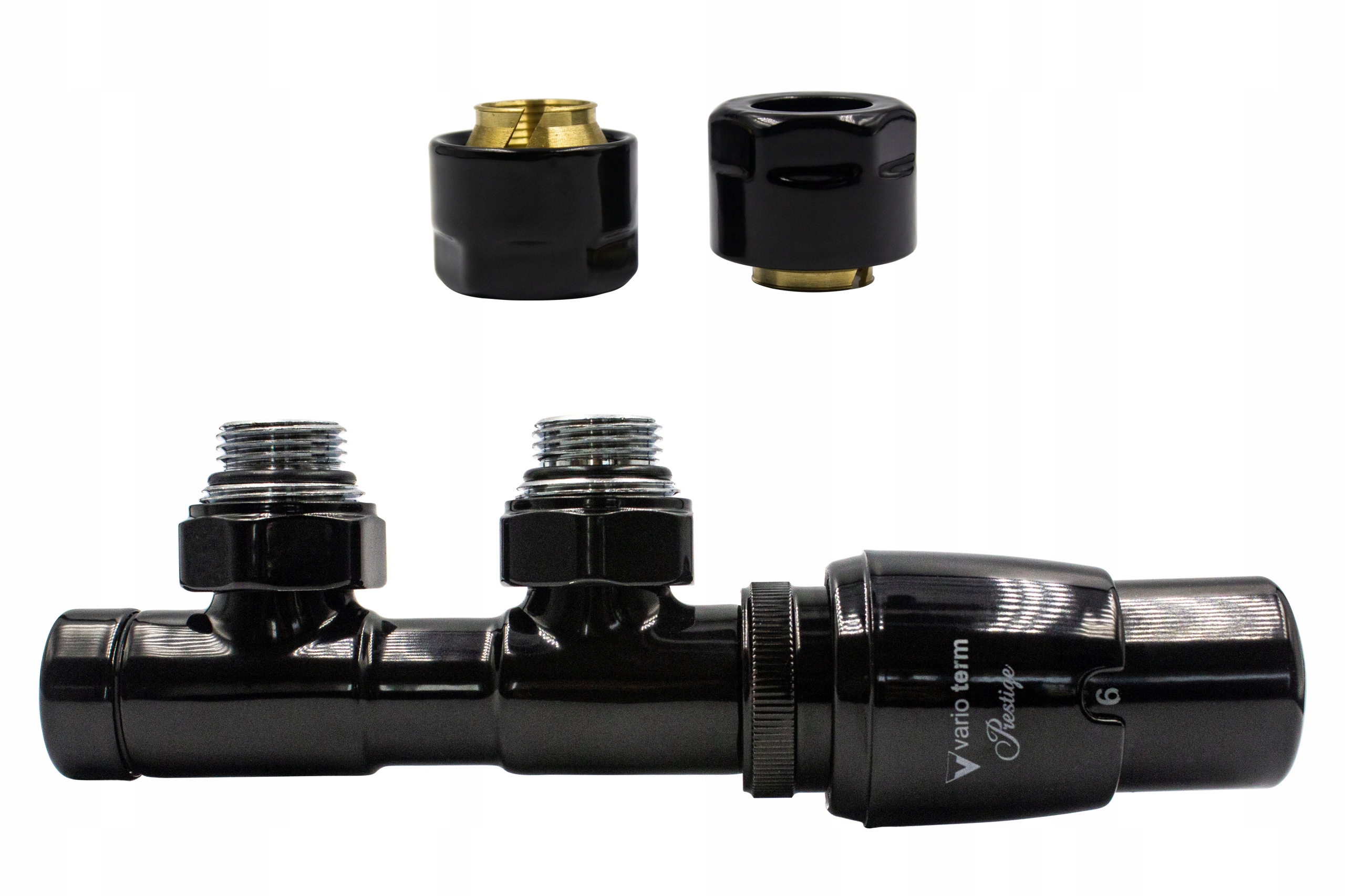 Termo ventil Twins čierny lesklý 50mm + Cu15mm PR