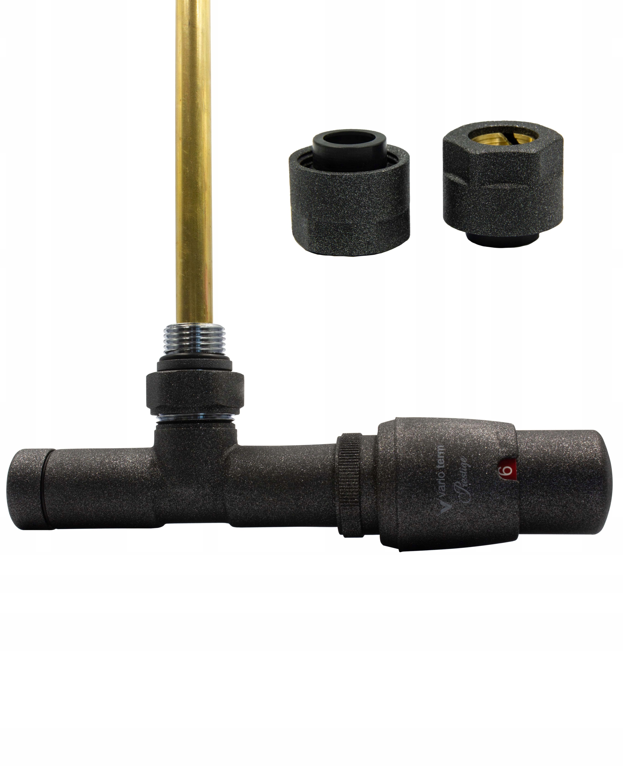 Kombinovaný termo ventil Unico antracit + Cu15mm pravý