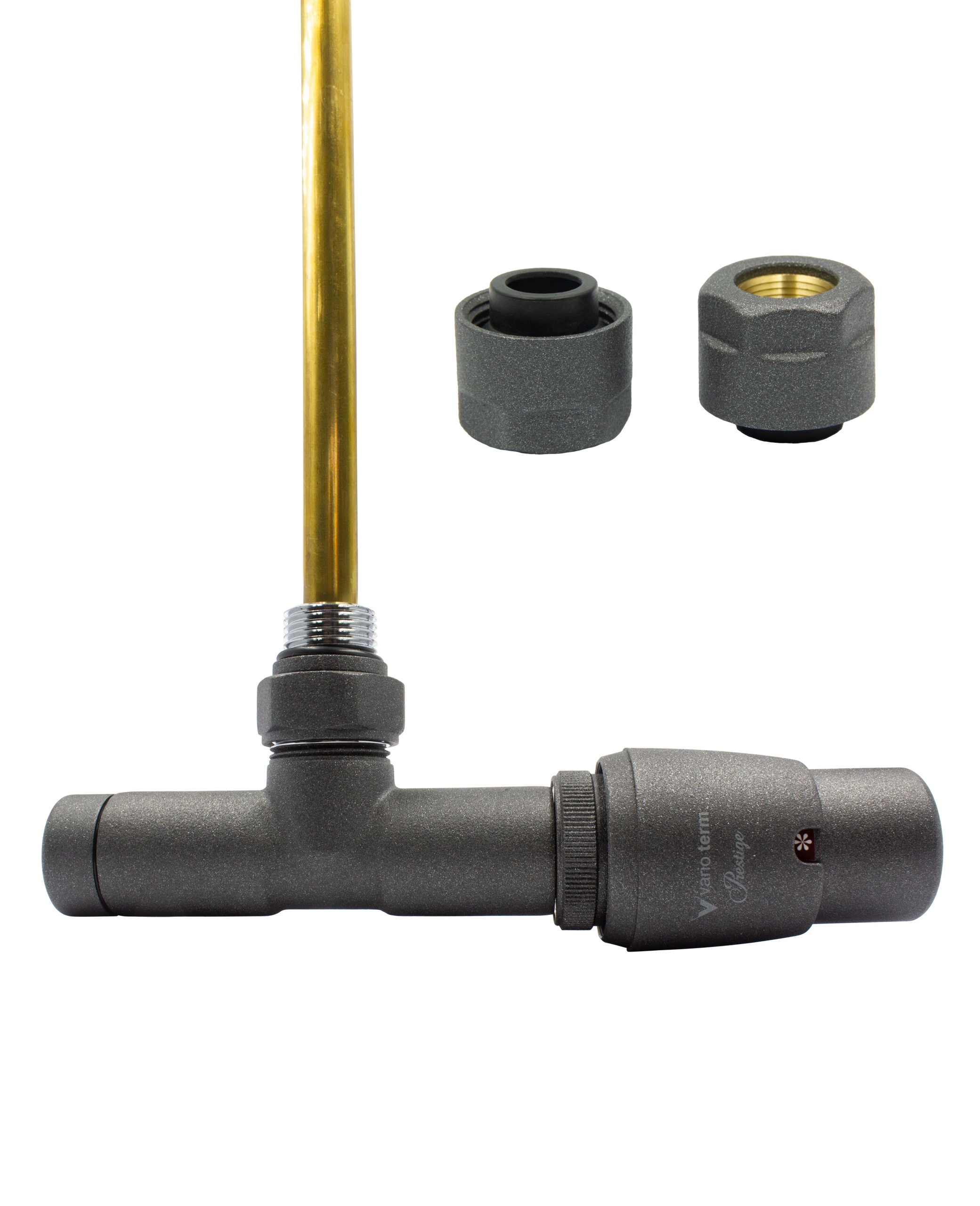 Kompozitný termo ventil Unico graphite str + Cu15 mm pravý
