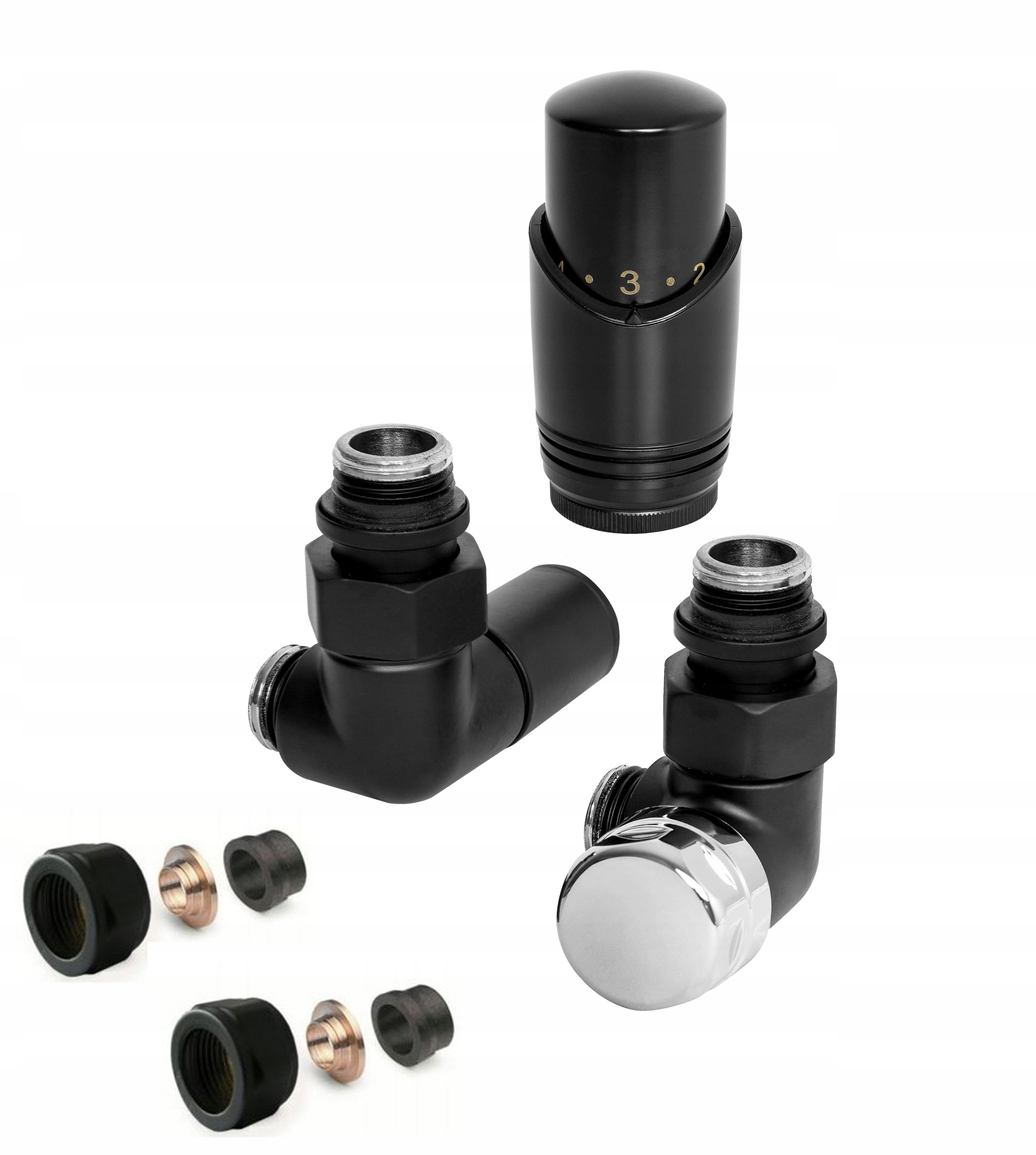 Radiátorové ventily APM BLACK THERMOSTAT RIGHT CU