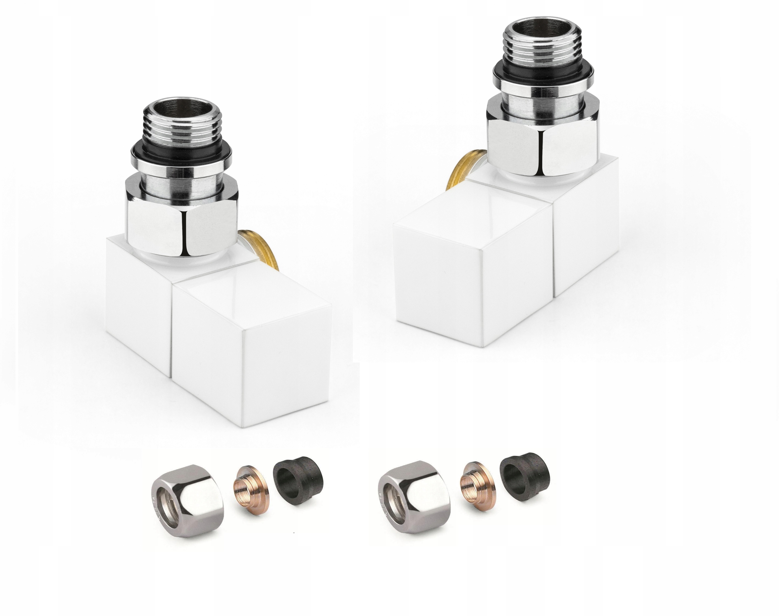 Radiátorové ventily APM SQUARE Axial White COPPER