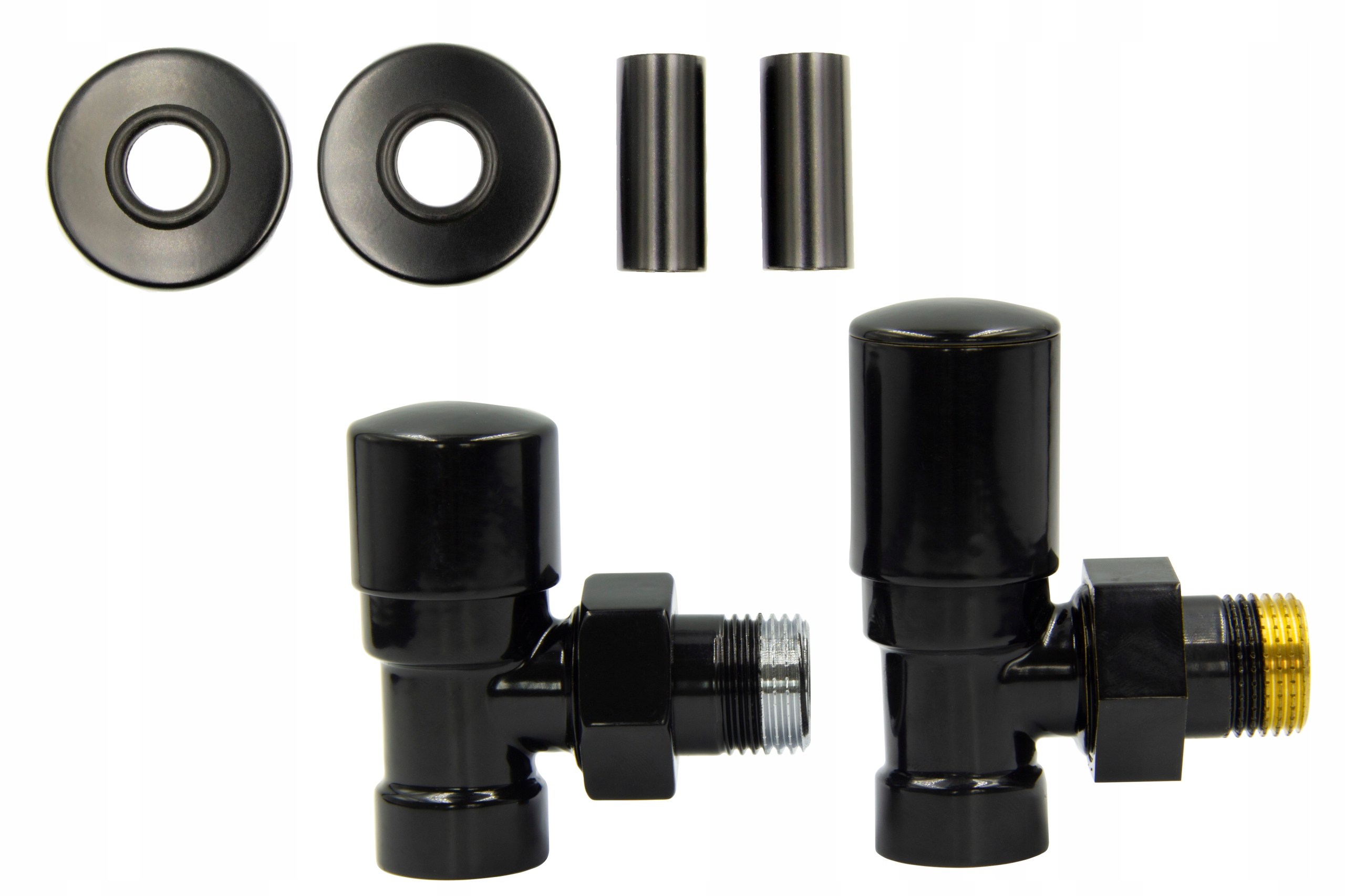 Rohové ventily čierne matné + rozety