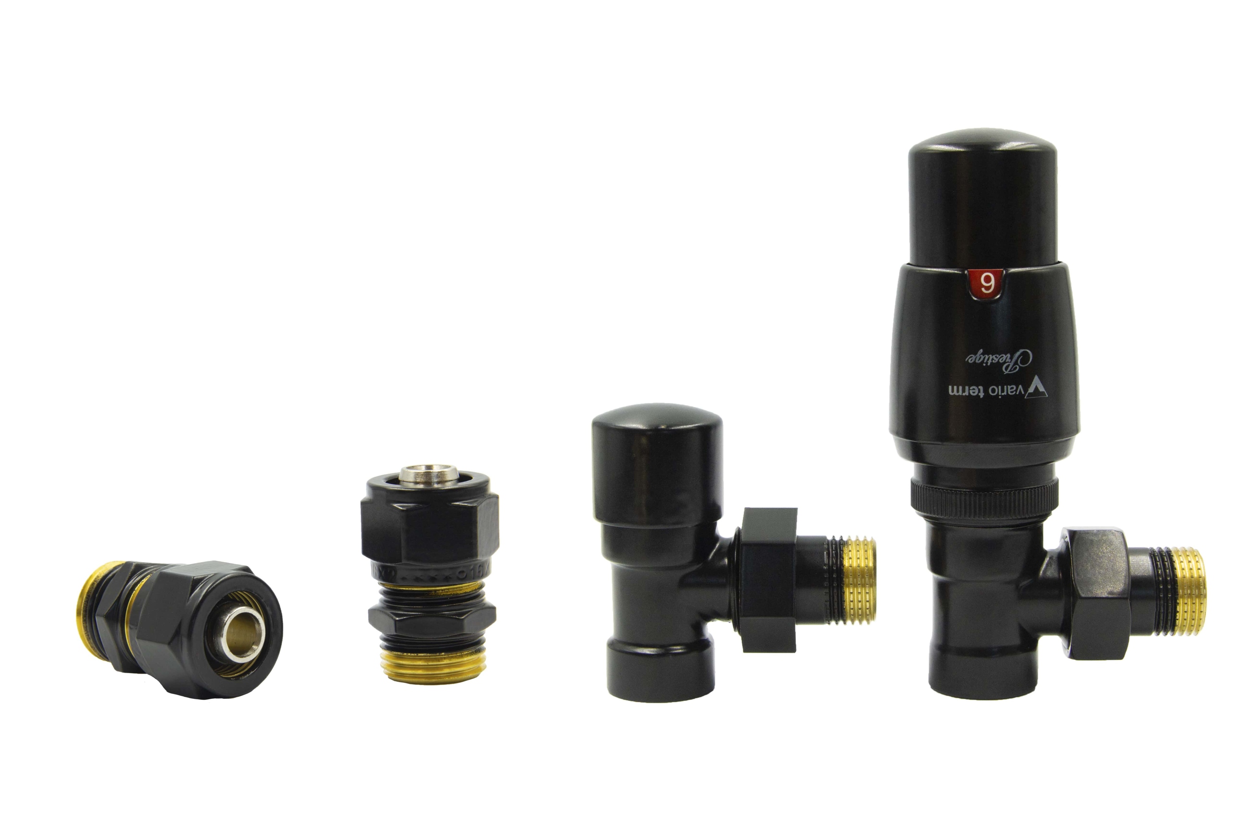 Termo uhlové ventily. ROYAL čierna matná pex 16mm