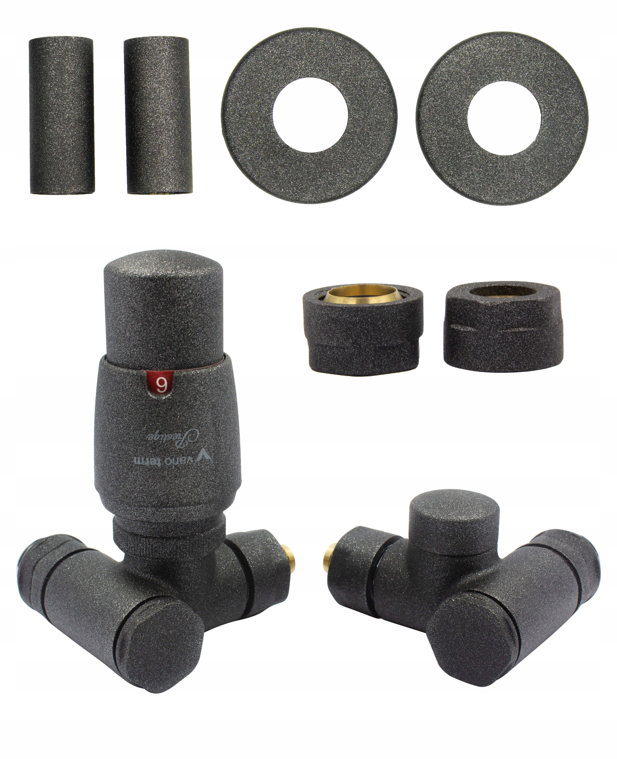 Termo ventily INTEGRA antracit + konektor + rozety