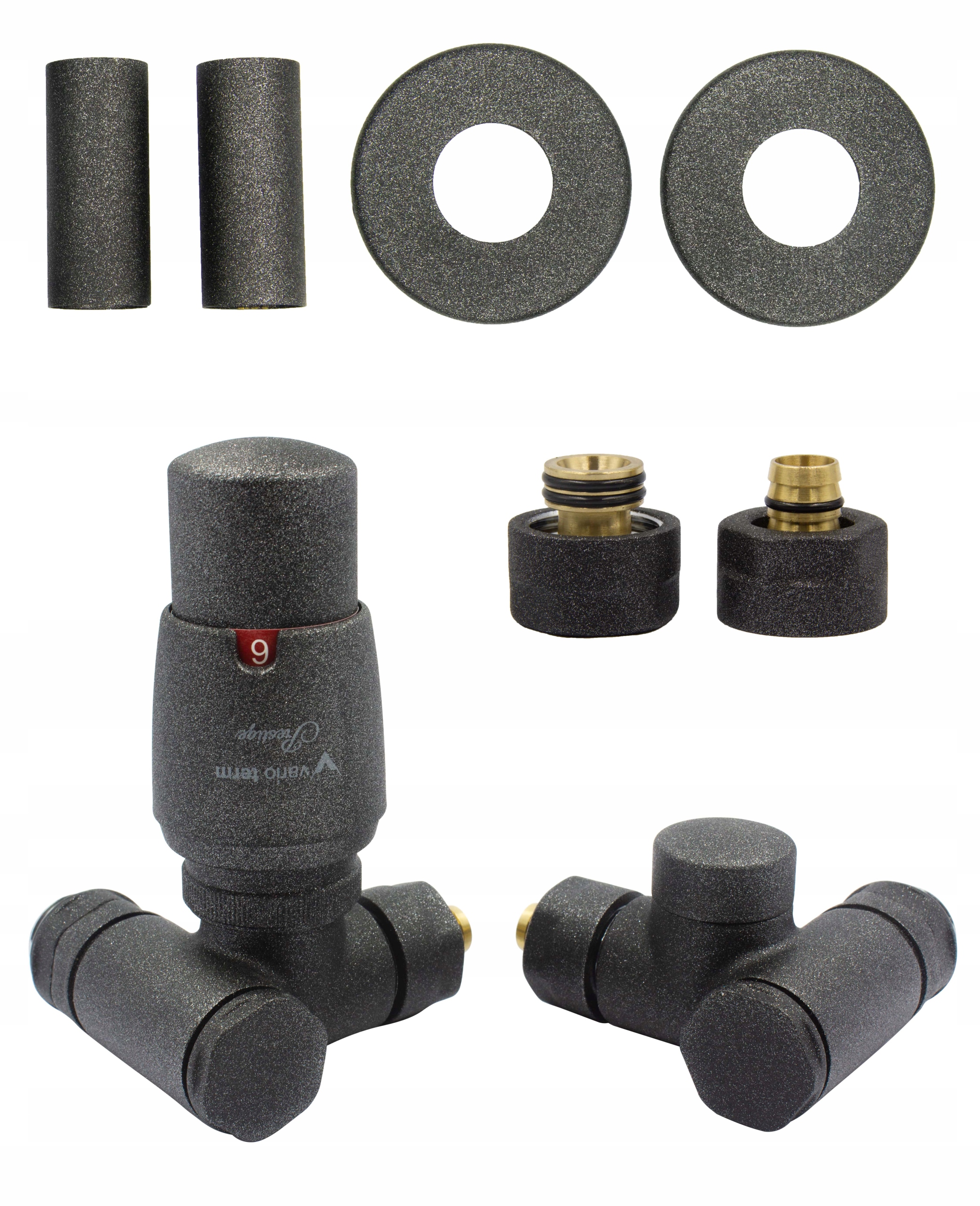 Termostatické ventily INTEGRA antracit + spojky PEX + dif
