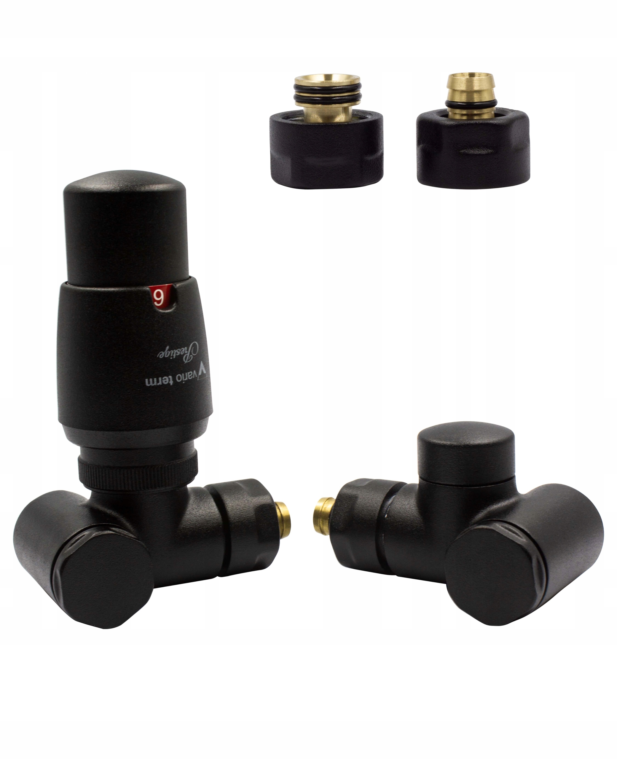 Termostatické ventily INTEGRA čierna str. Pex16mm vľavo