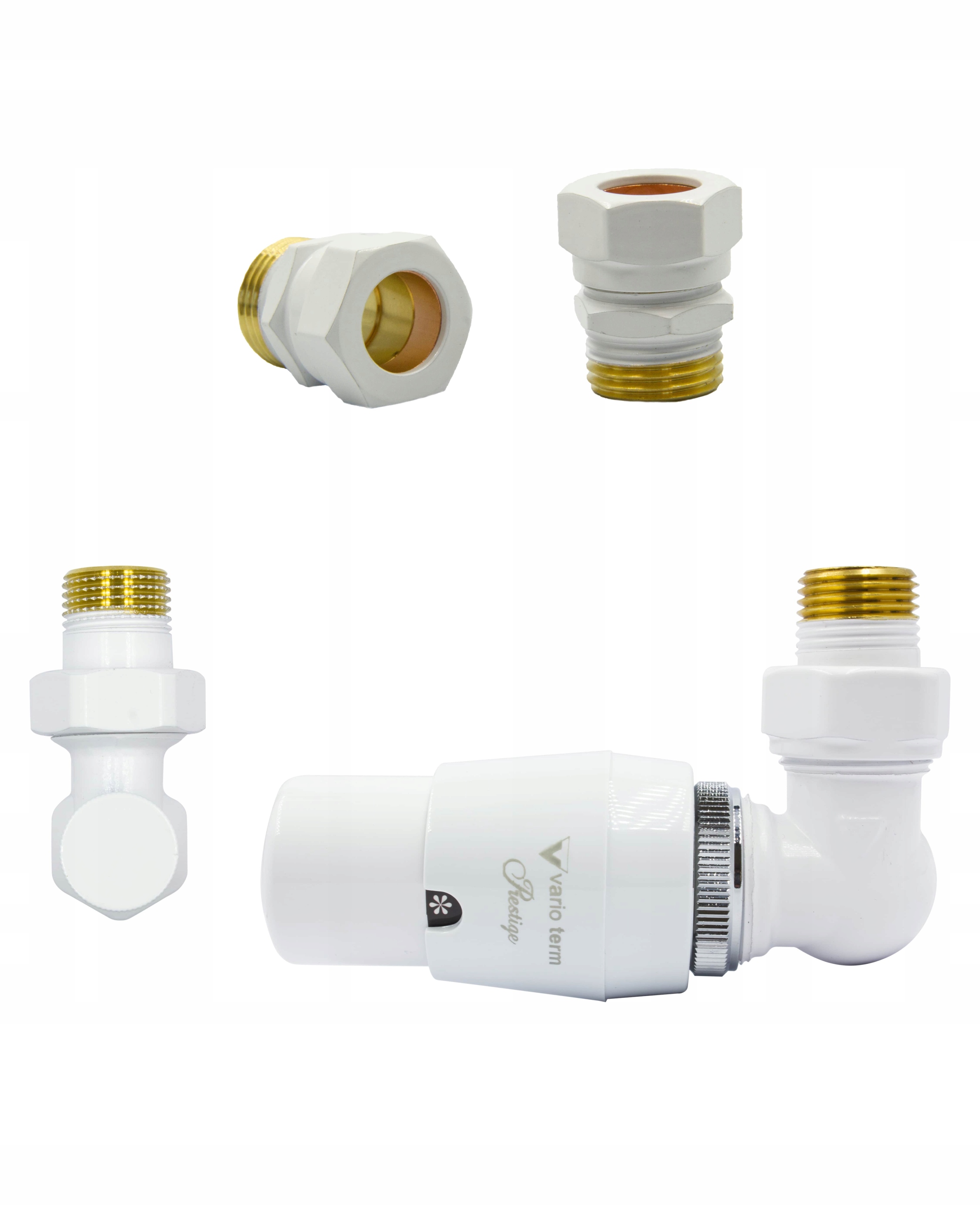 Termostatické ventily Master + Cu15 biela vpravo