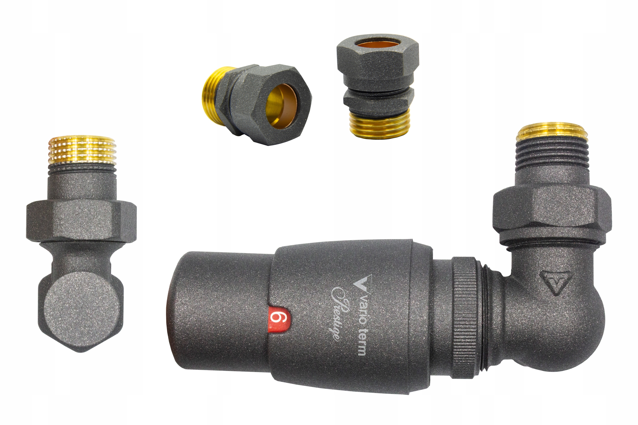Termostatické ventily Master graphite str + Cu15 vpravo