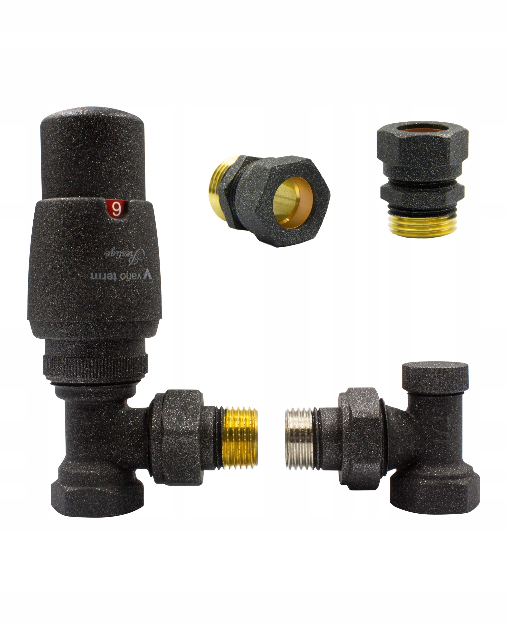Termostatické ventily ELEGANT antracit + Cu 15mm