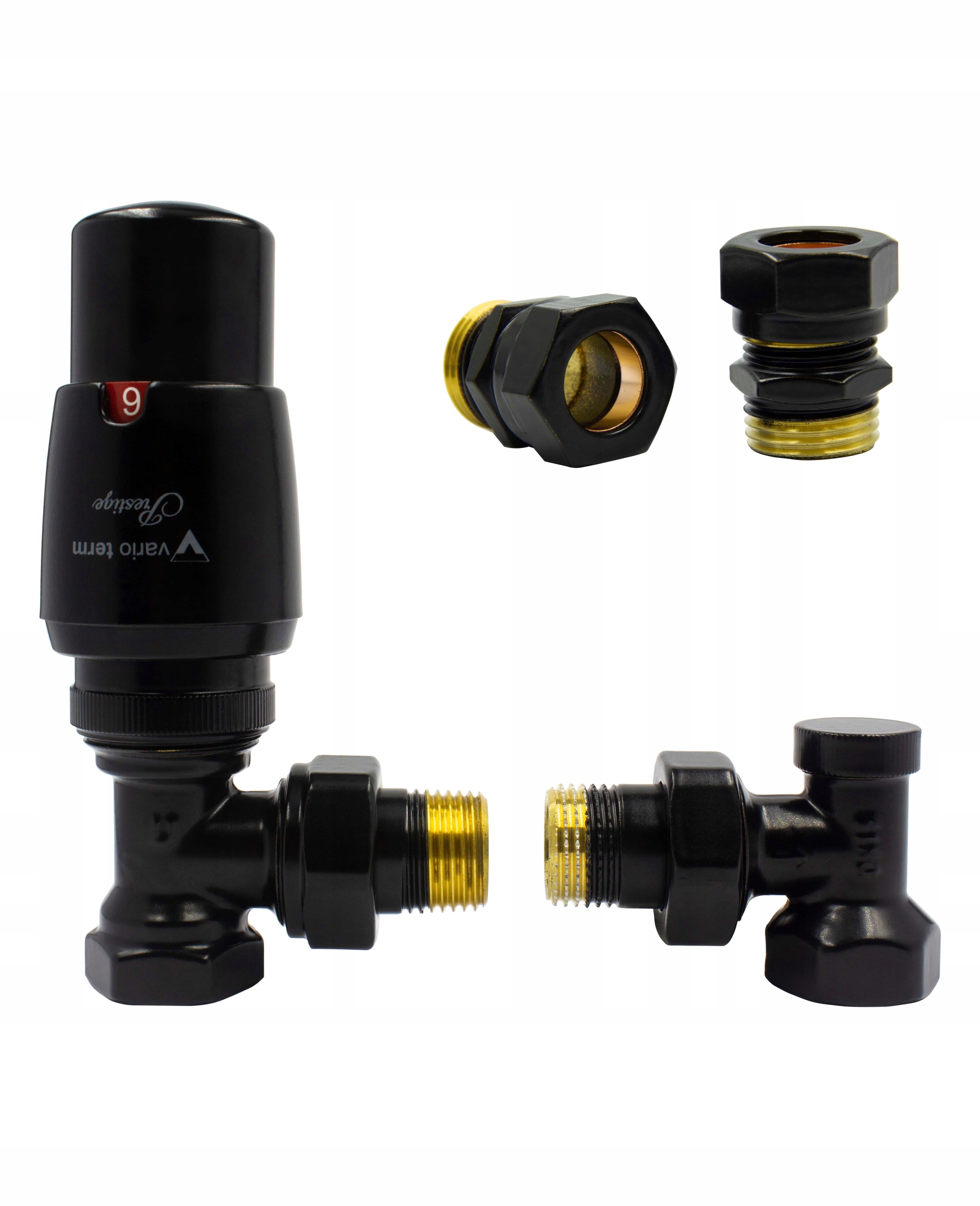ELEGANT termostatické ventily čierna matná + Cu 15mm