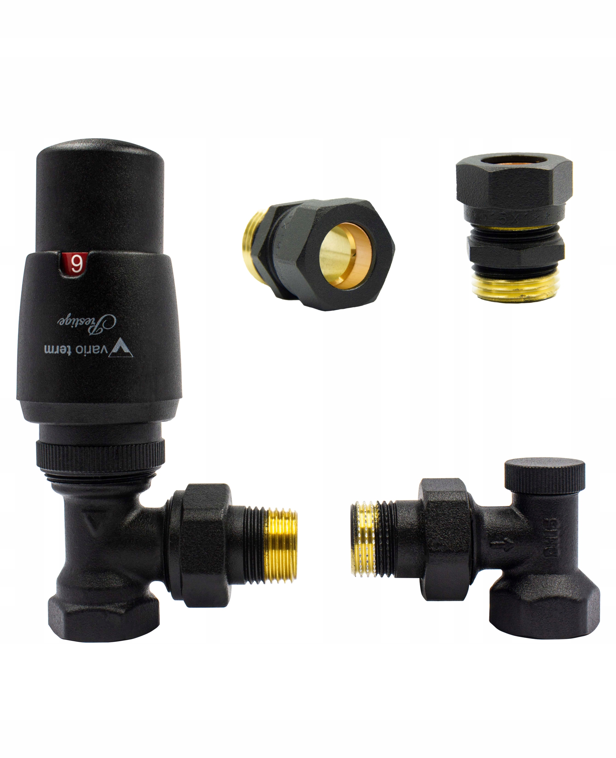ELEGANT termostatické ventily čierna str + Cu 15mm