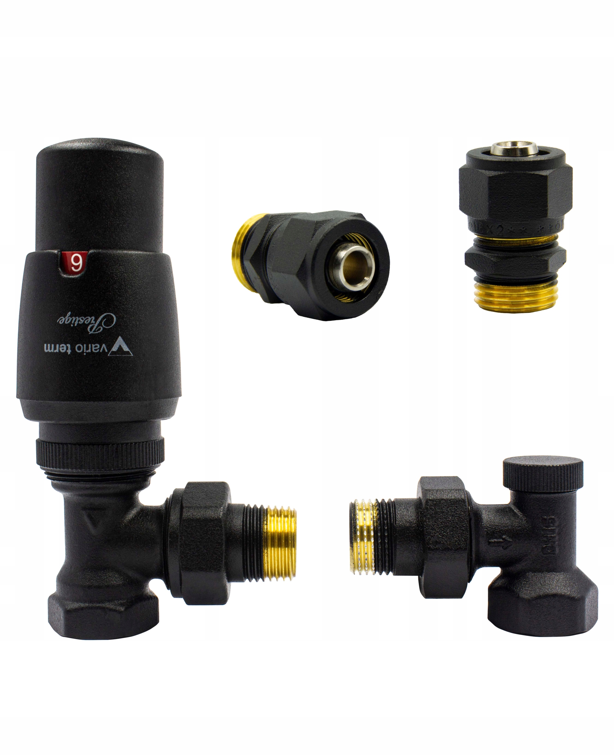 ELEGANT termostatické ventily čierna str + Pex16mm