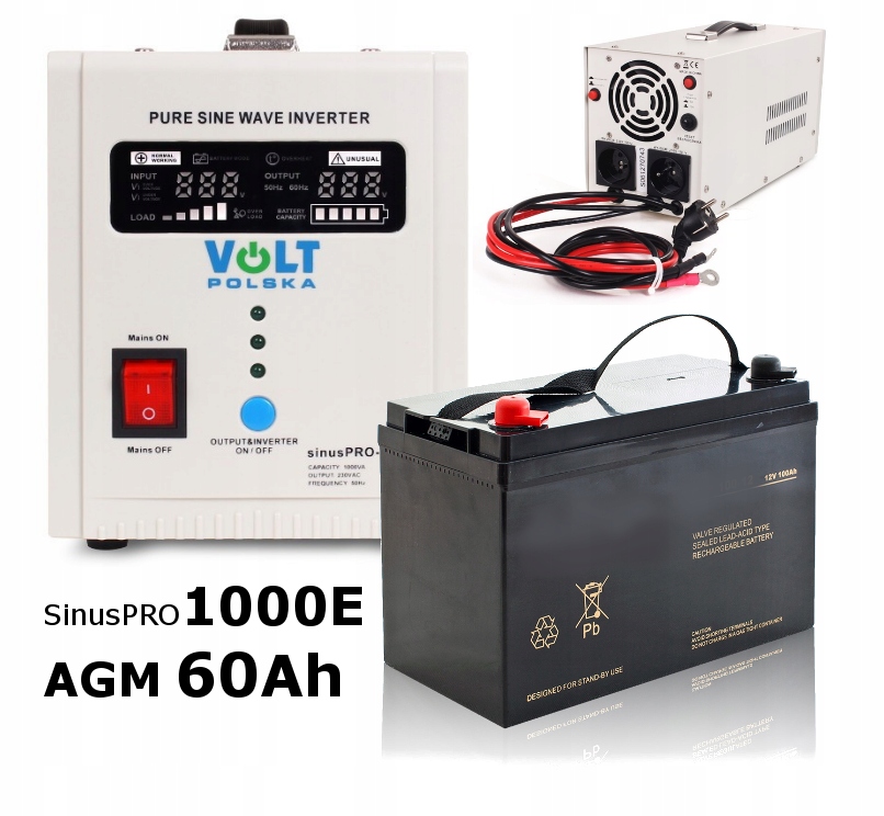 Sada pre núdzové napájanie, 1 000 W AGM 60 Ah