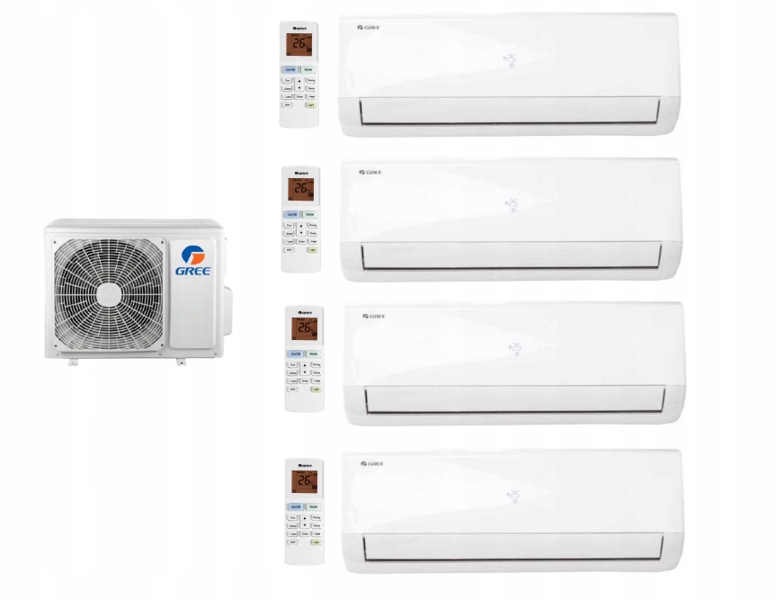 GREE BORA 4 × 2,5 kW 4 × 25m2 multi sada