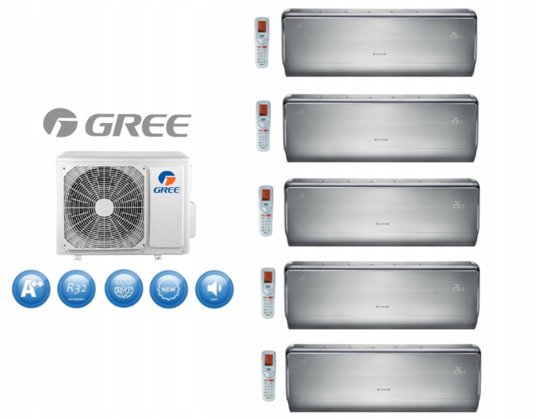 Multi GREE U-CROWN SILVER sada 5x 2,6kW 5x25m2